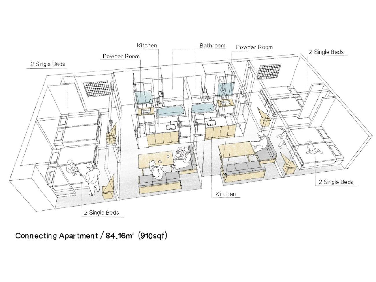 Connecting Two-Bedroom Apartment(8 Single-Beds) thumbnail 6
