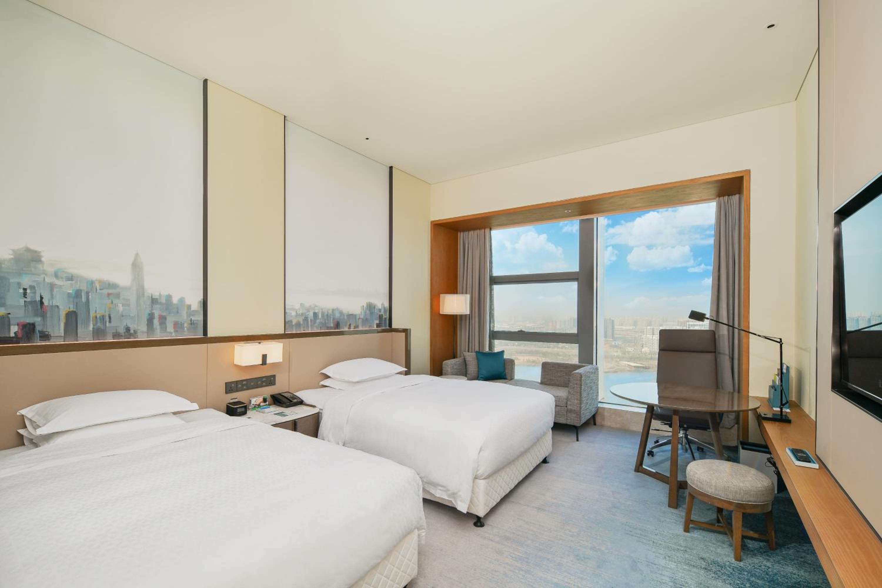 Deluxe Double Room with Two Double Beds and Lake View