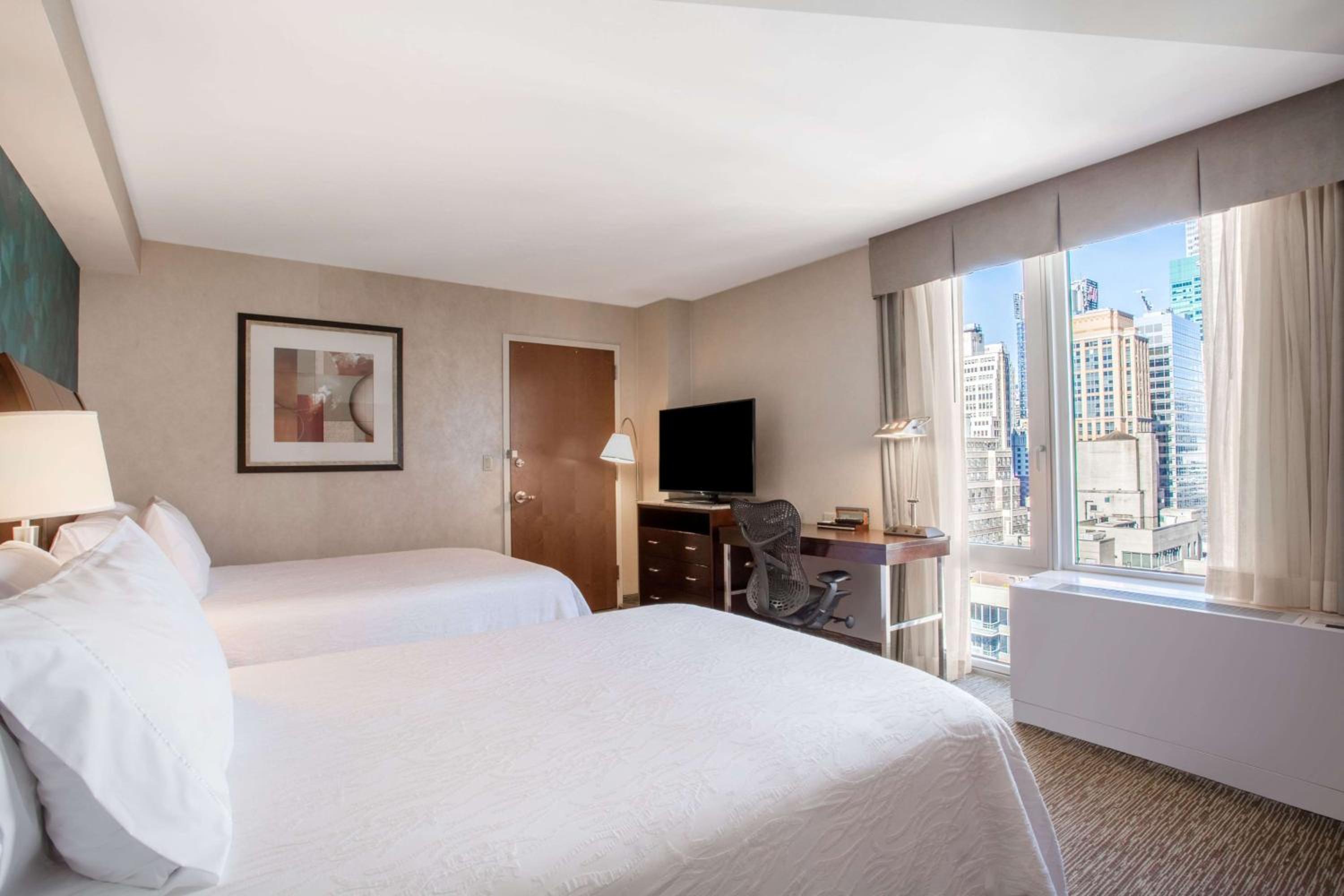 Double Room with Two Double Beds and City View