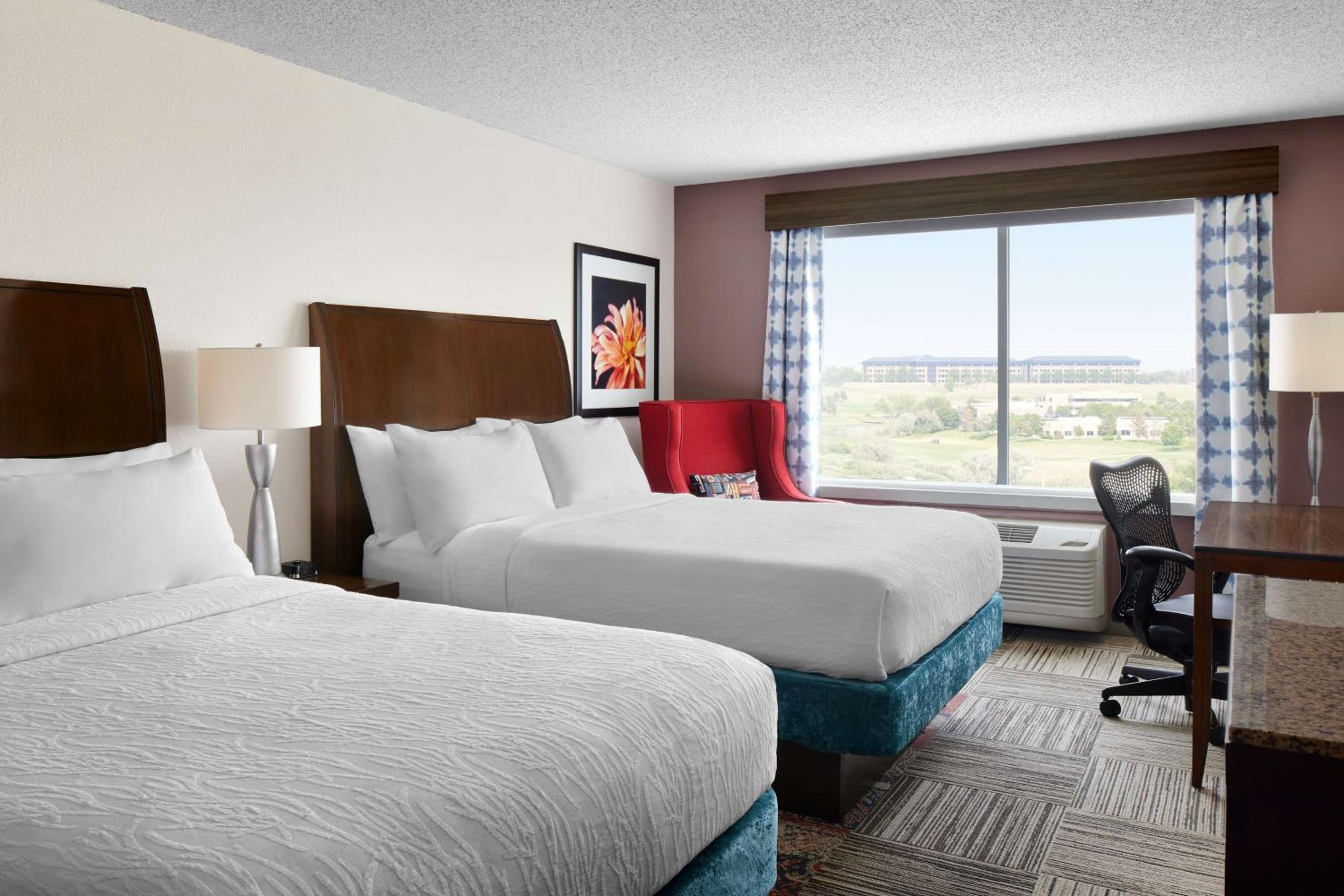 Queen Room with Two Queen Beds with Golf Course View at Hilton Garden Inn Denver South Park Meadows Area in Centennial