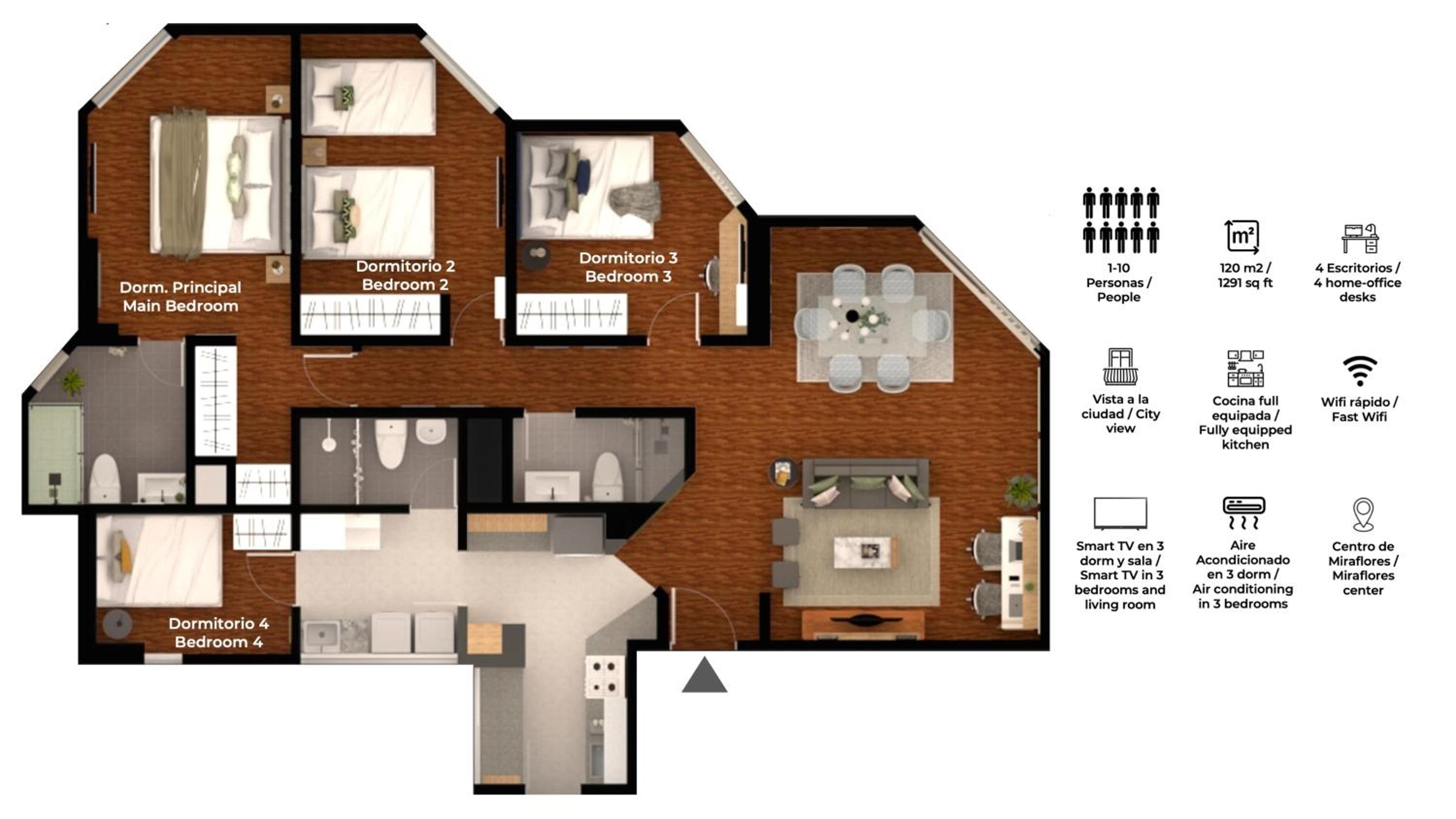 Four-Bedroom Deluxe Apartment