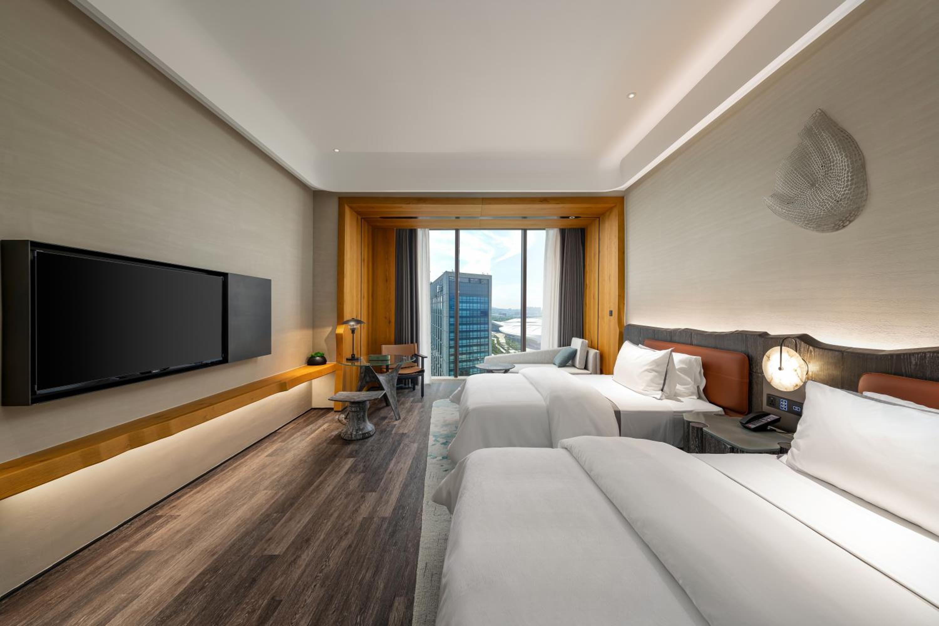Deluxe Double Room with Two Double Beds and City View