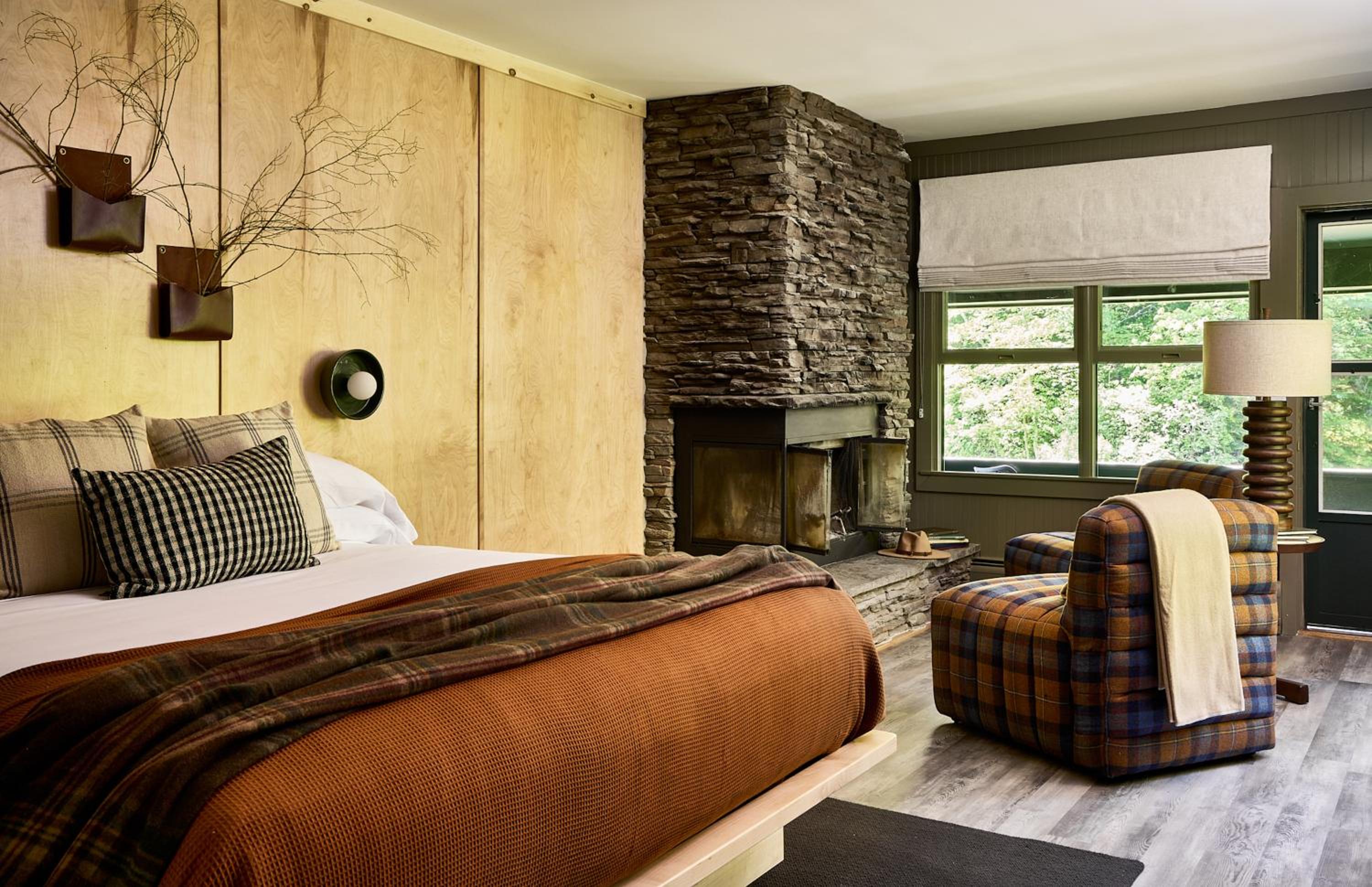 Deluxe King with Fireplace & Balcony at Bluebird Cady Hill Lodge in Stowe
