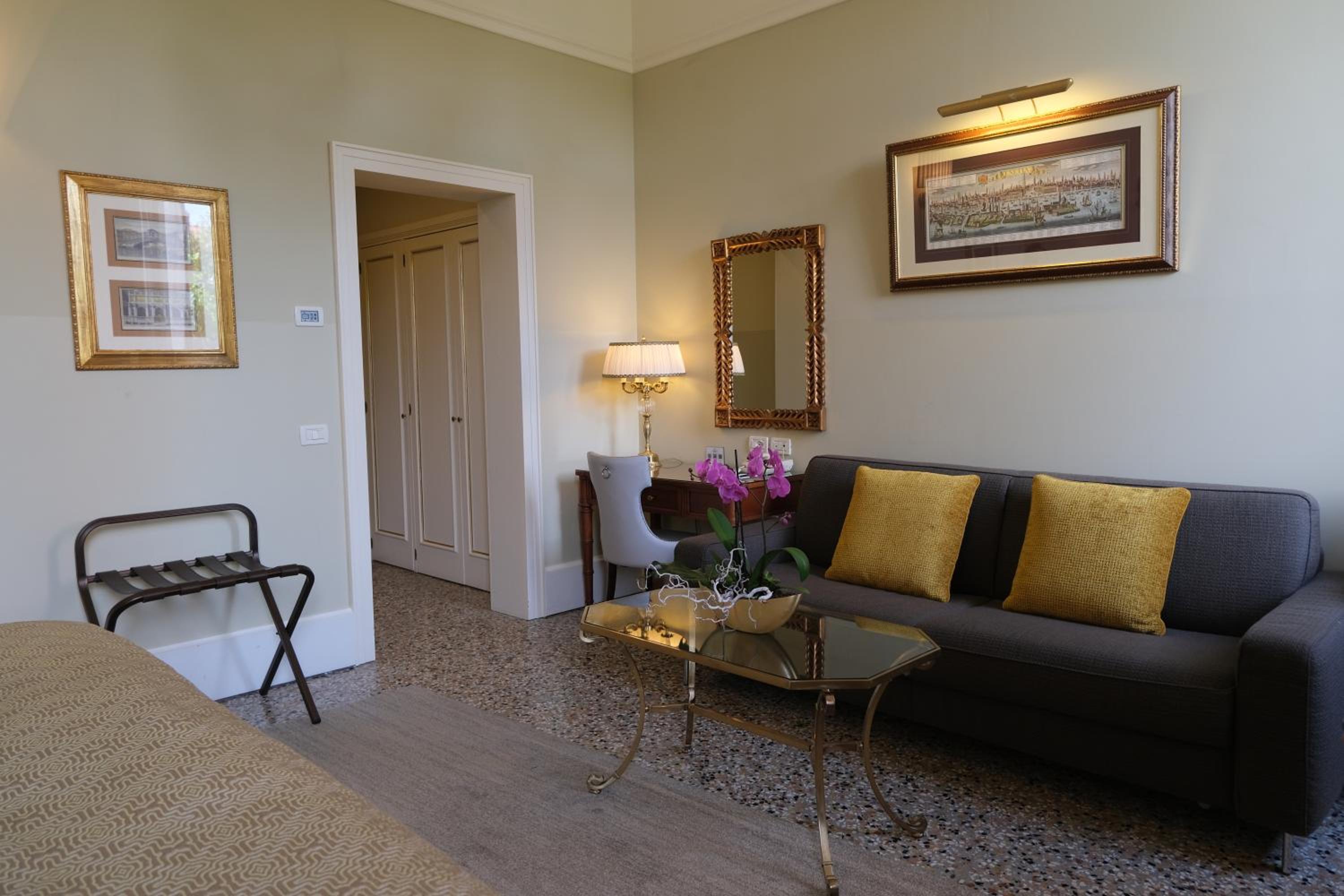living room with a couch and coffee table in it