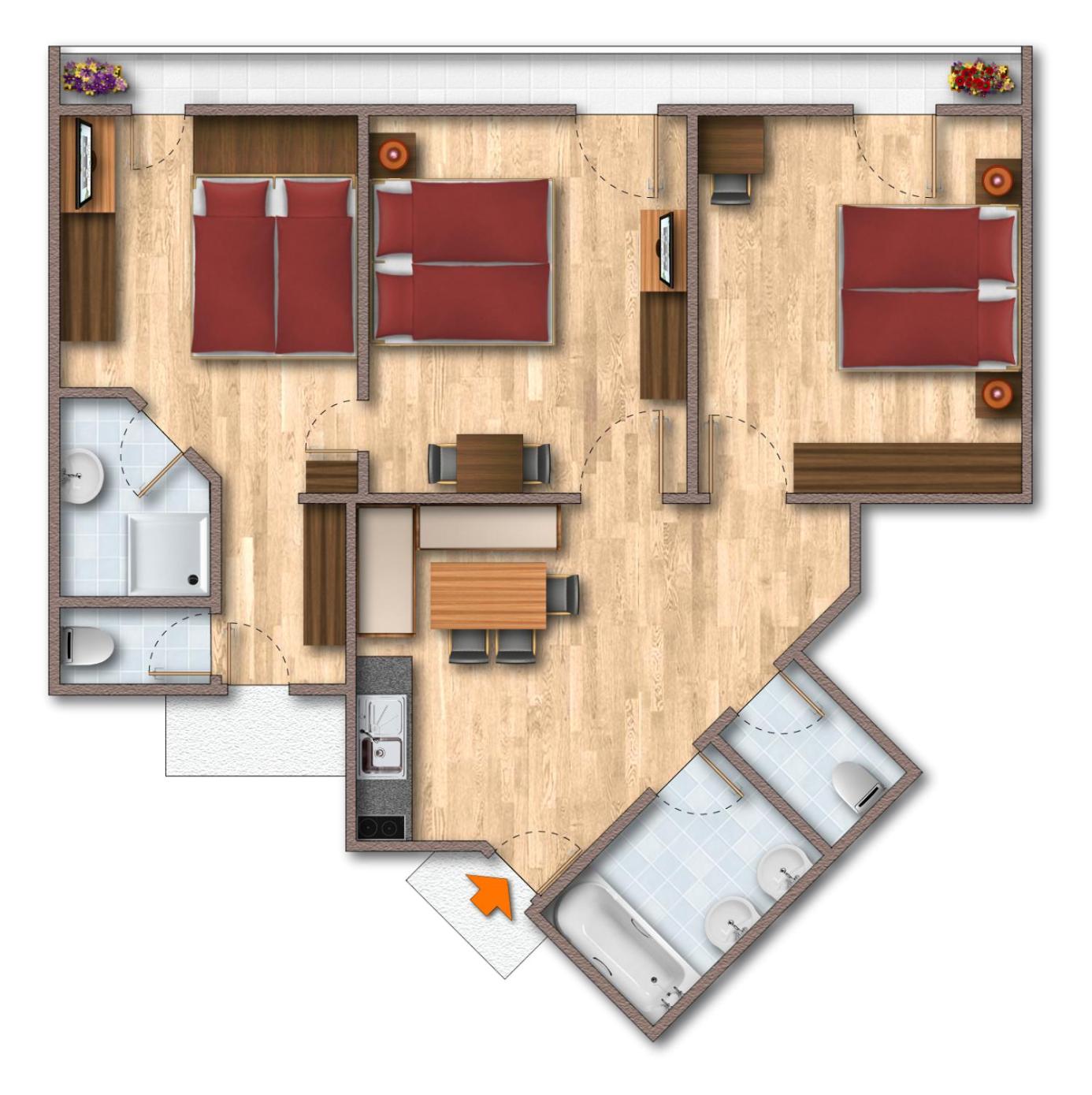 Three-Bedroom Deluxe Apartment photo 3