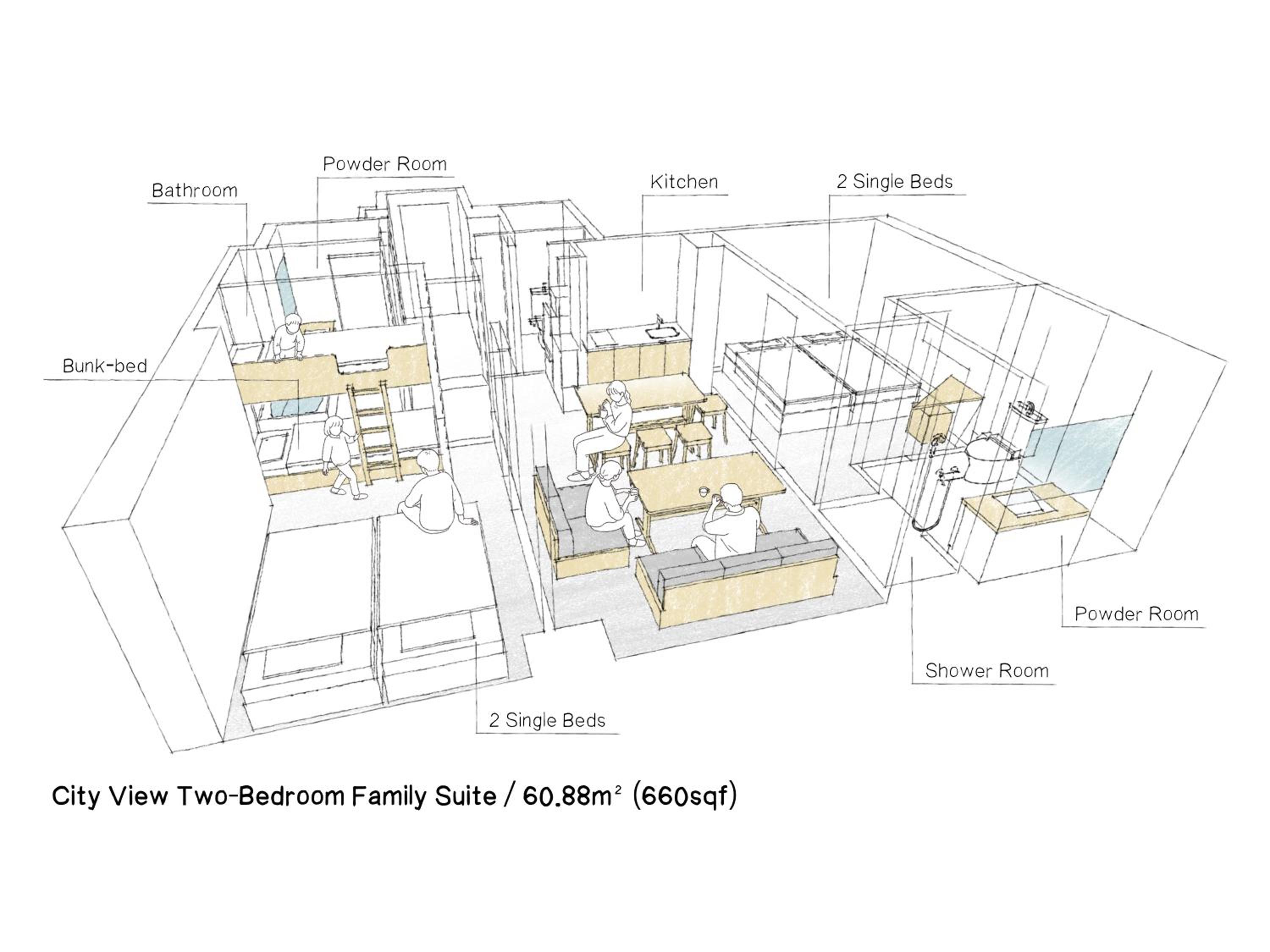 City View Two-Bedroom Family Suite With Mini Dining thumbnail 6