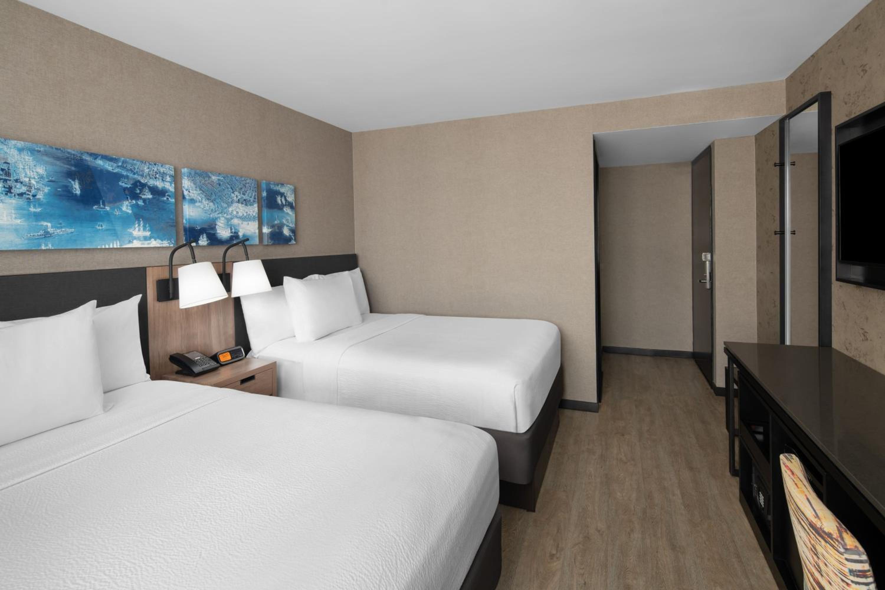 Double Room with Two Double Beds and Roll-in Shower - Mobility and Hearing Accessible