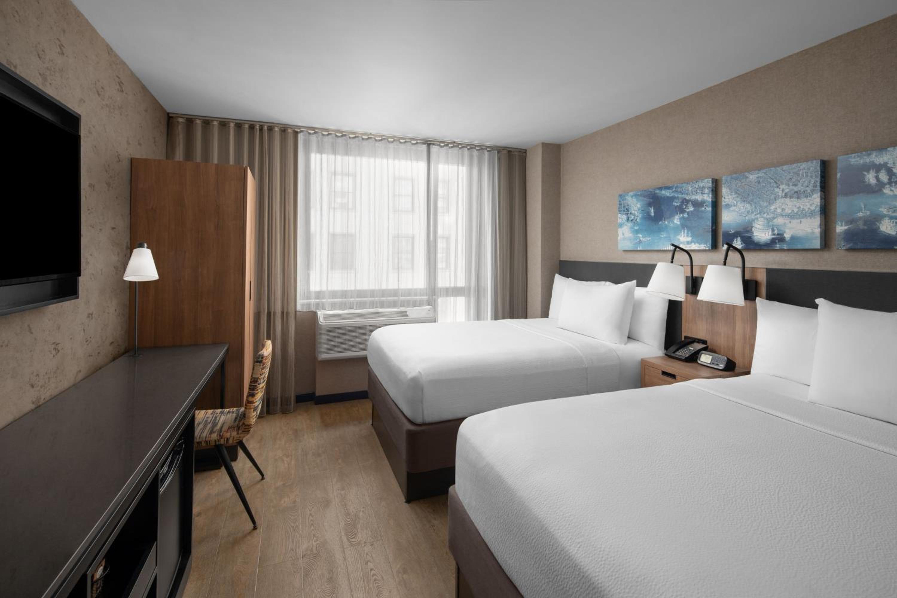 Double Room with Two Double Beds and Roll-in Shower - Mobility and Hearing Accessible