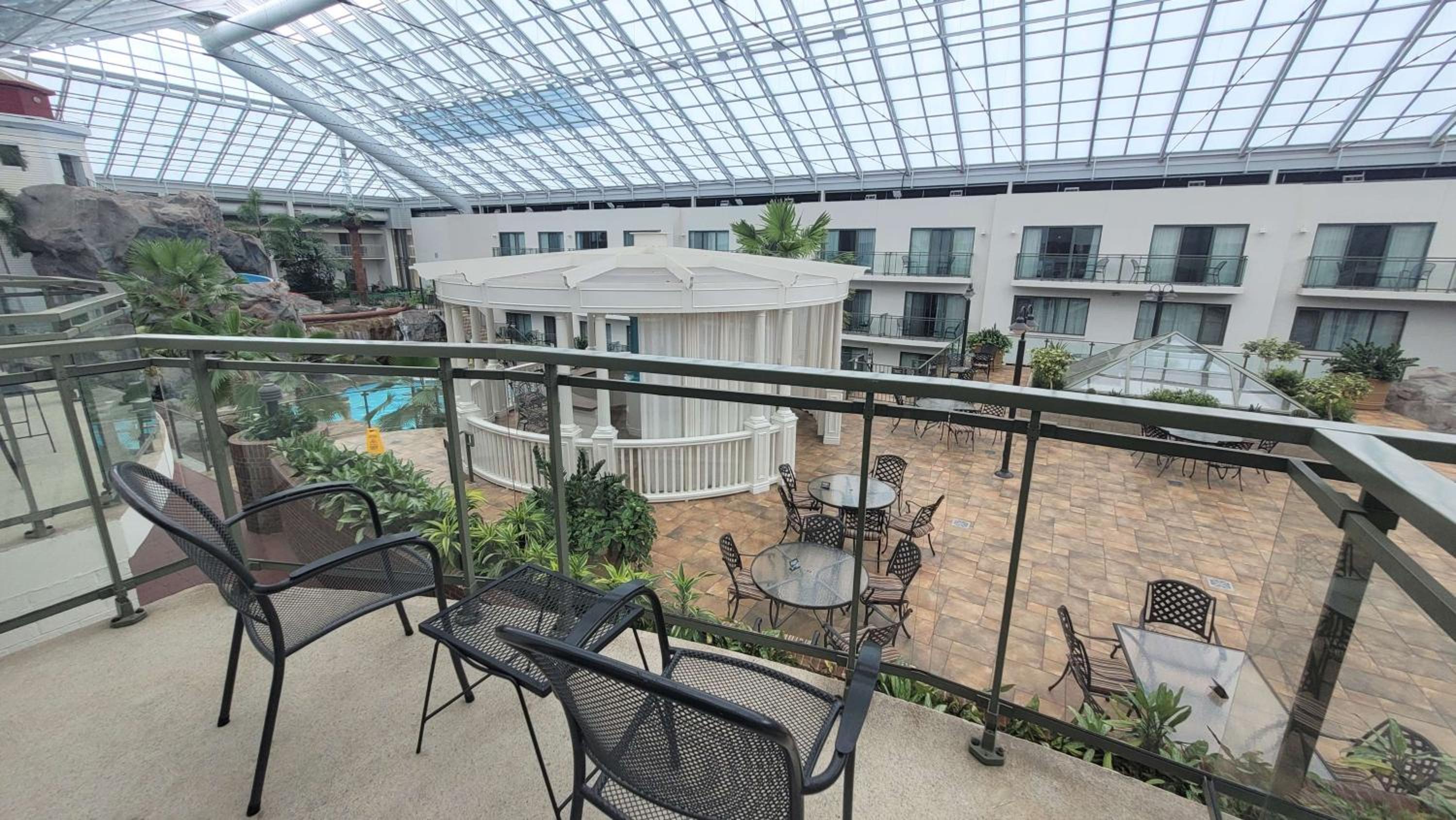 view of the pool and patio from the second floor