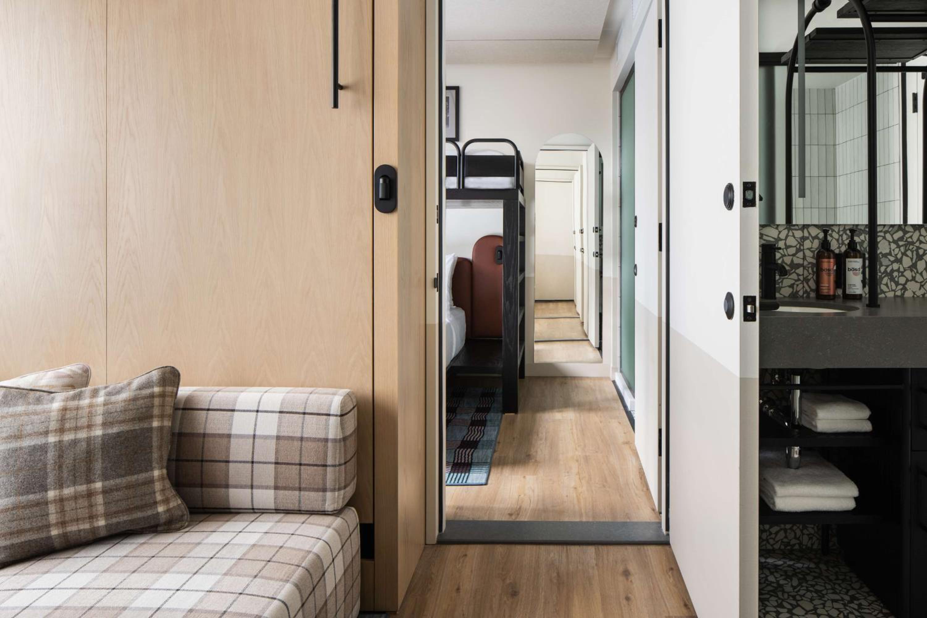 Room with One Twin Over Queen Bunk Bed