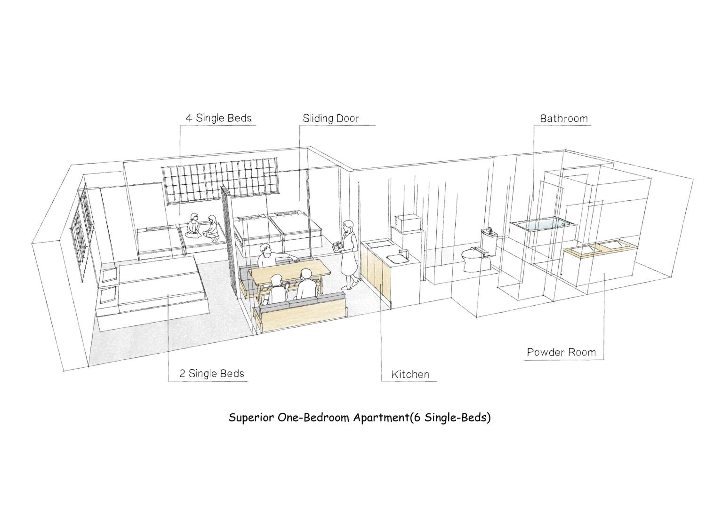 Superior One-Bedroom Apartment (6 Single-Beds) thumbnail 5