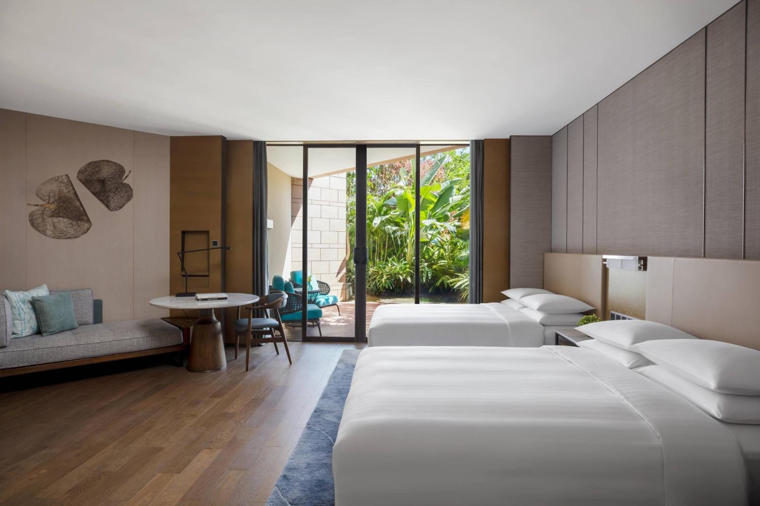 Double Room with Two Double Beds with Balcony and Garden View