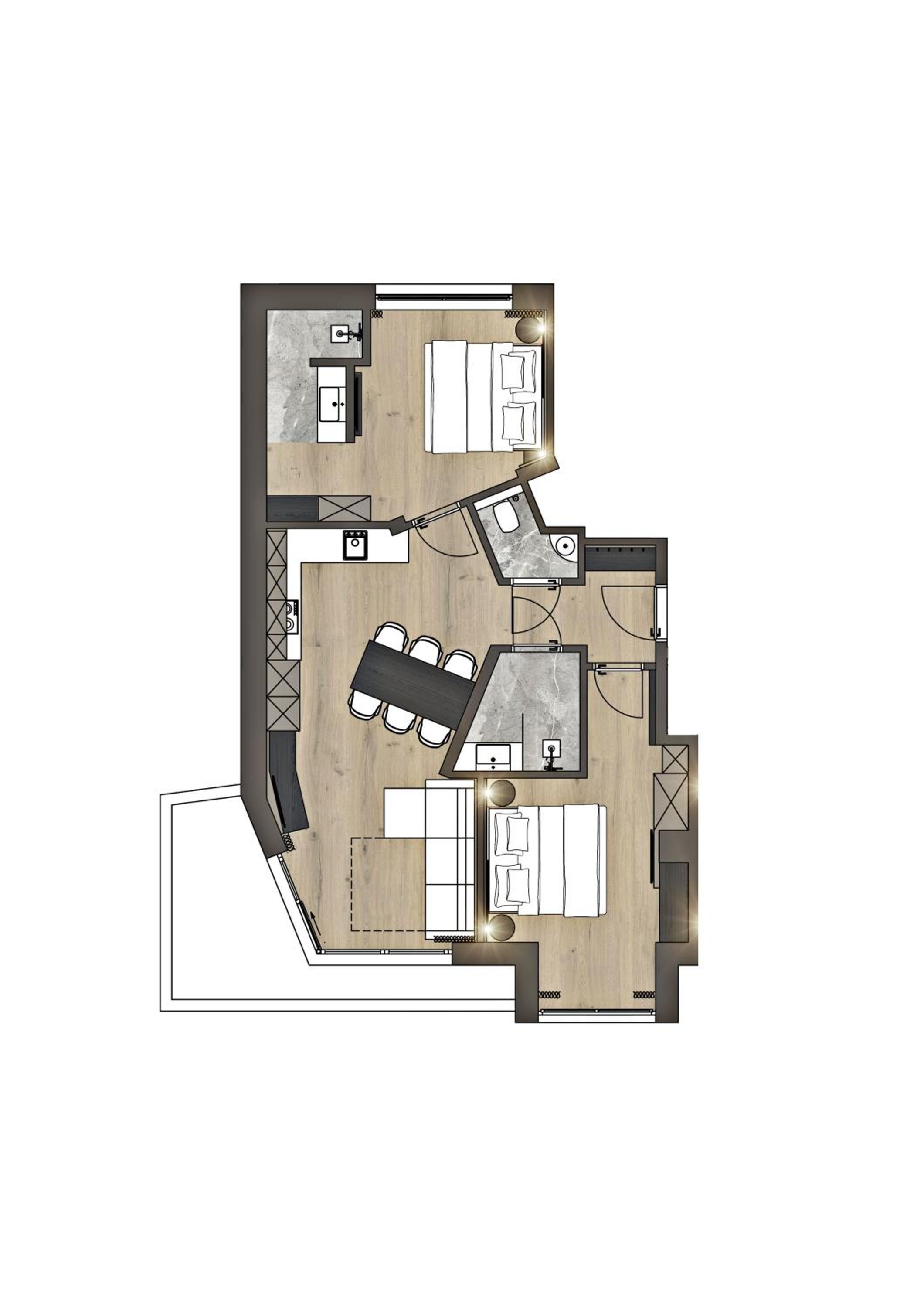 Two-Bedroom Apartment with Terrace photo 3