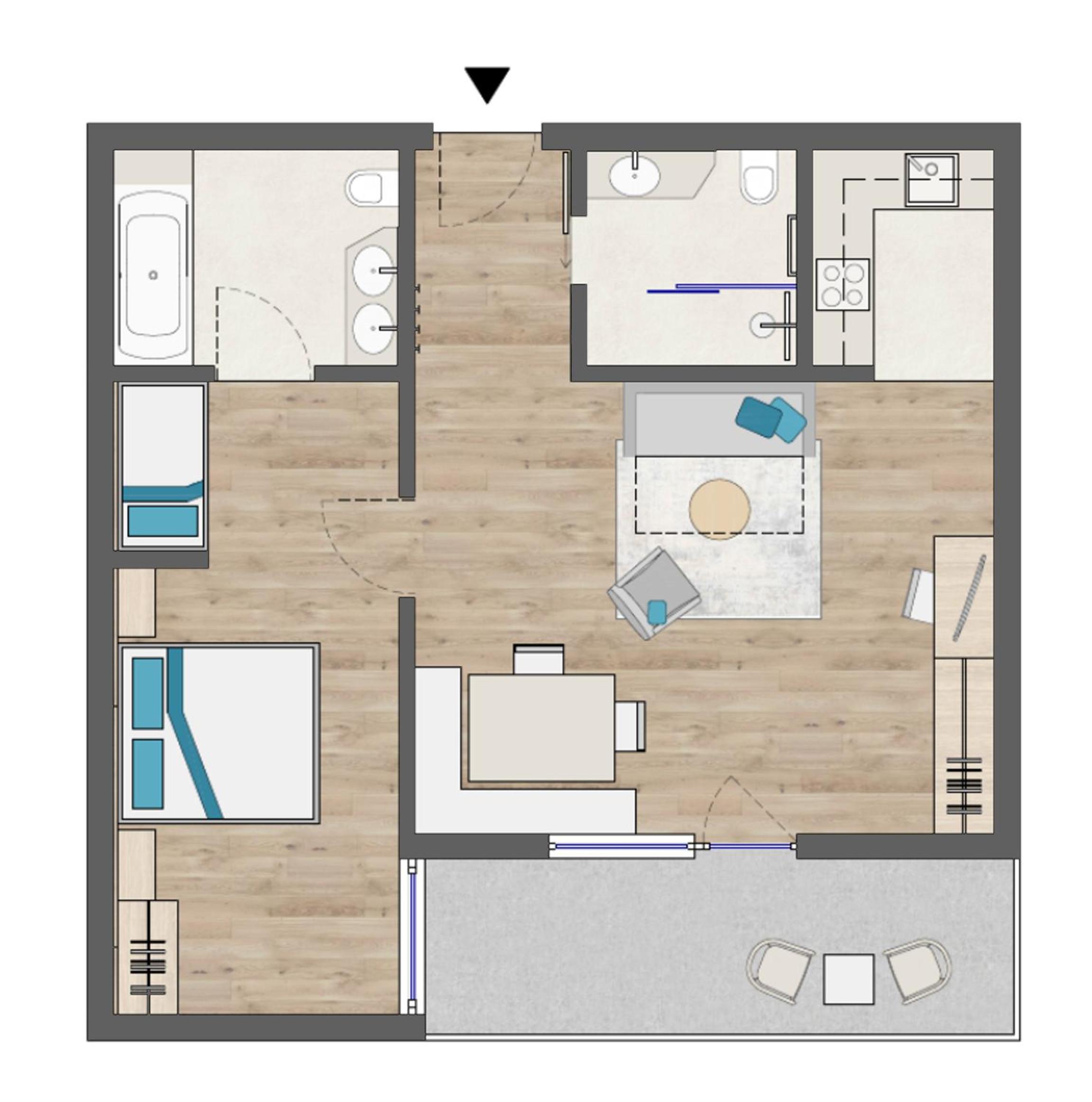 One-Bedroom Apartment with Two Bathrooms photo 2