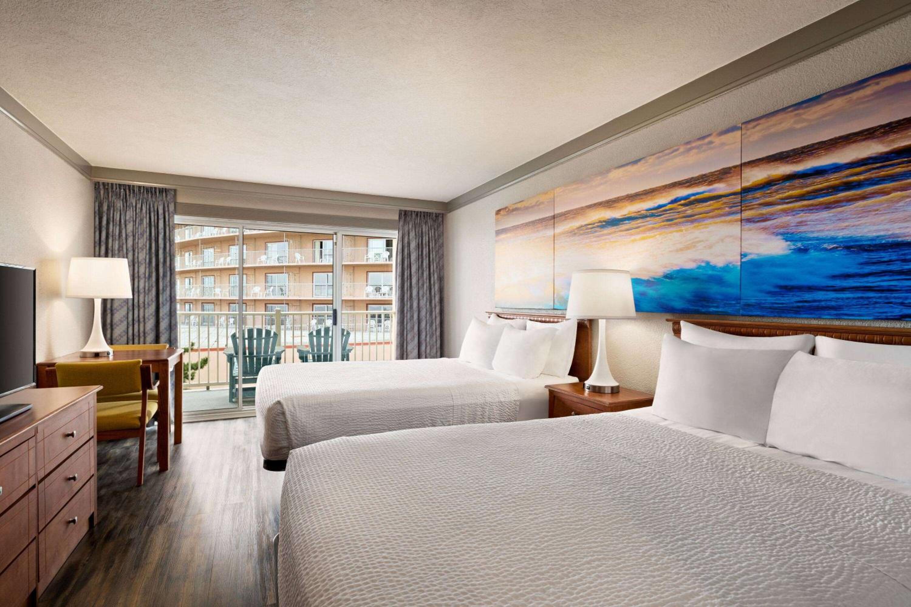 Double Room with Two Double Beds and Partial Ocean View - Non-Smoking