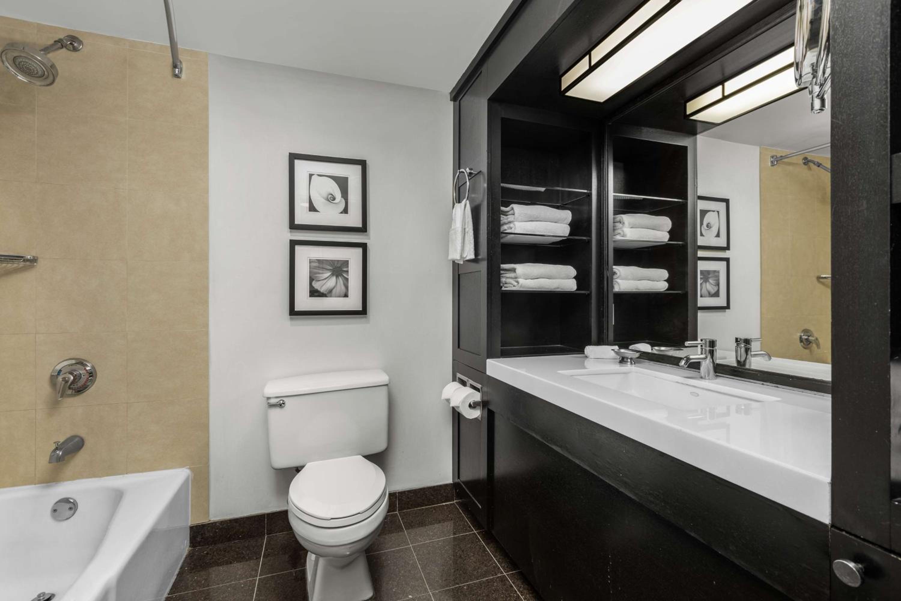 Relax in a modern, serene bathroom retreat.