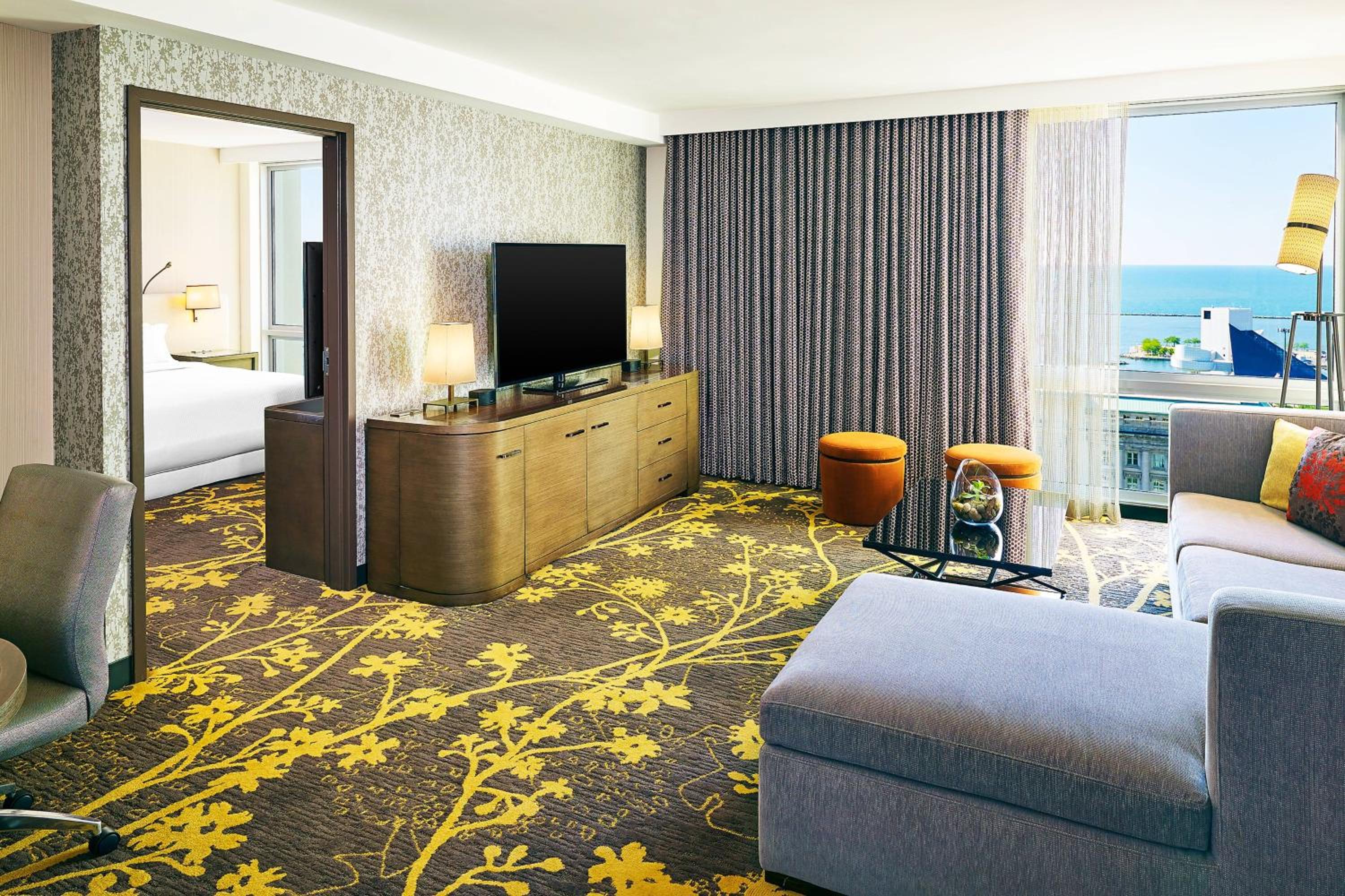 Larger Suite, 1 King, Sofa bed, City view photo 3