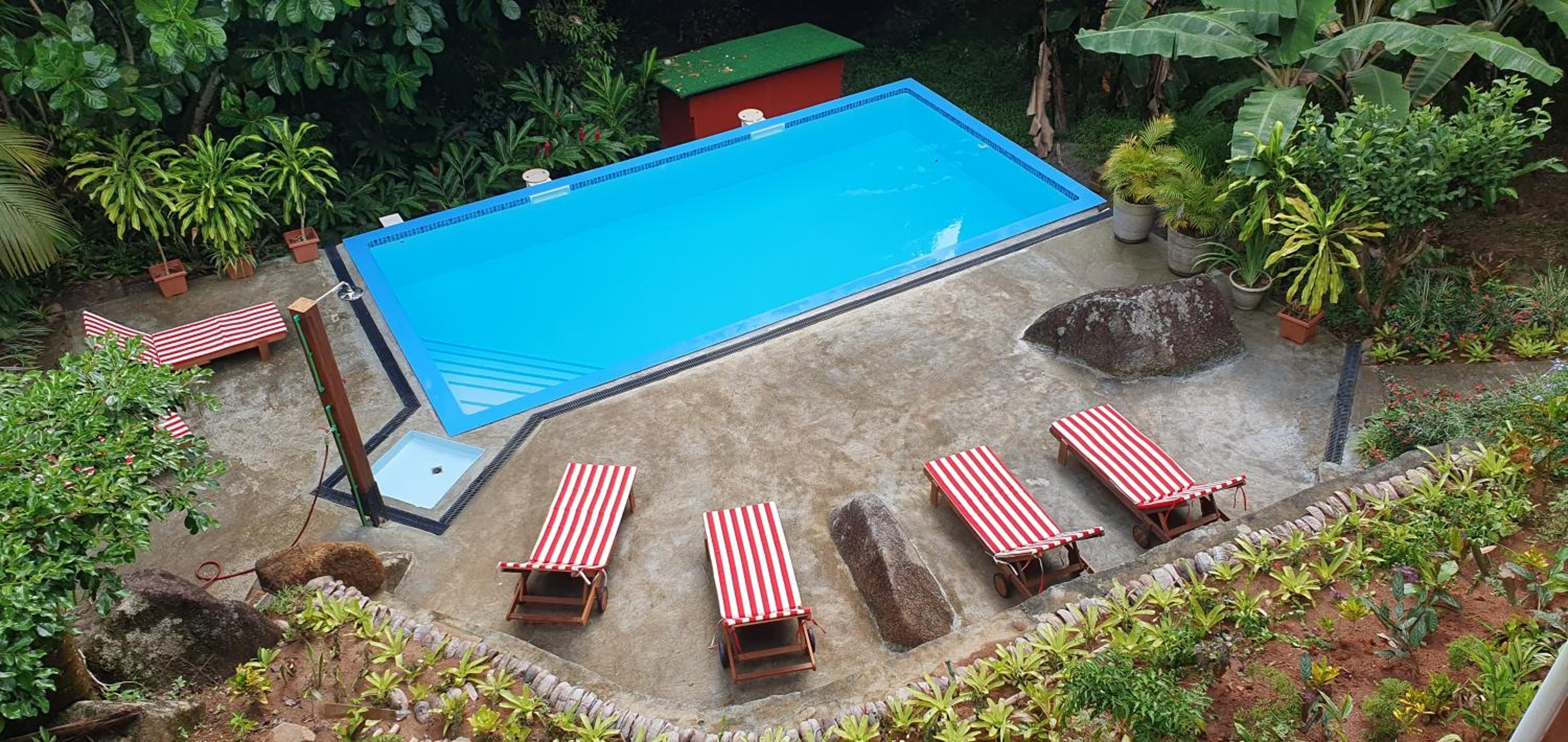 Chalet with pool view