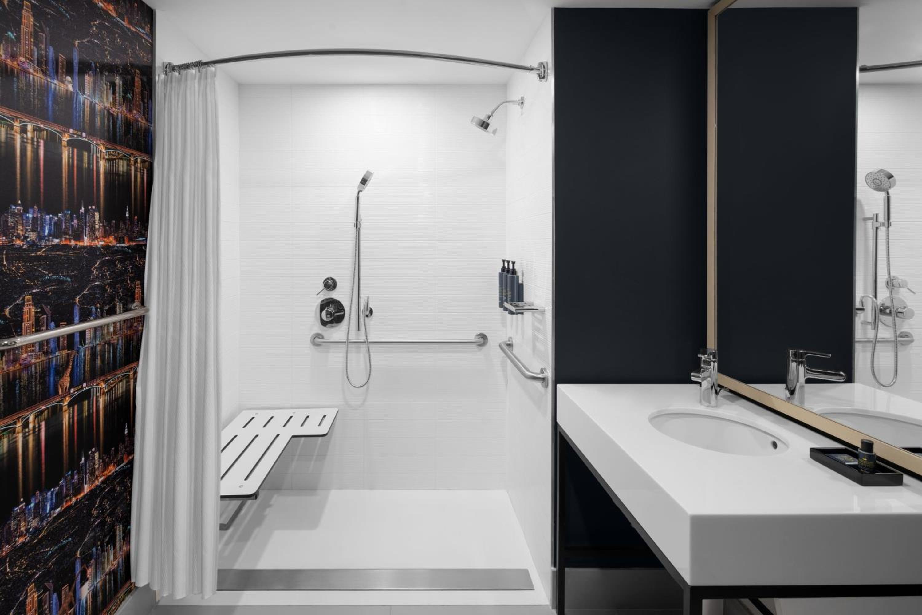 Queen Room with Two Queen Beds, City View and Roll-in Shower - Mobility and Hearing Accessible