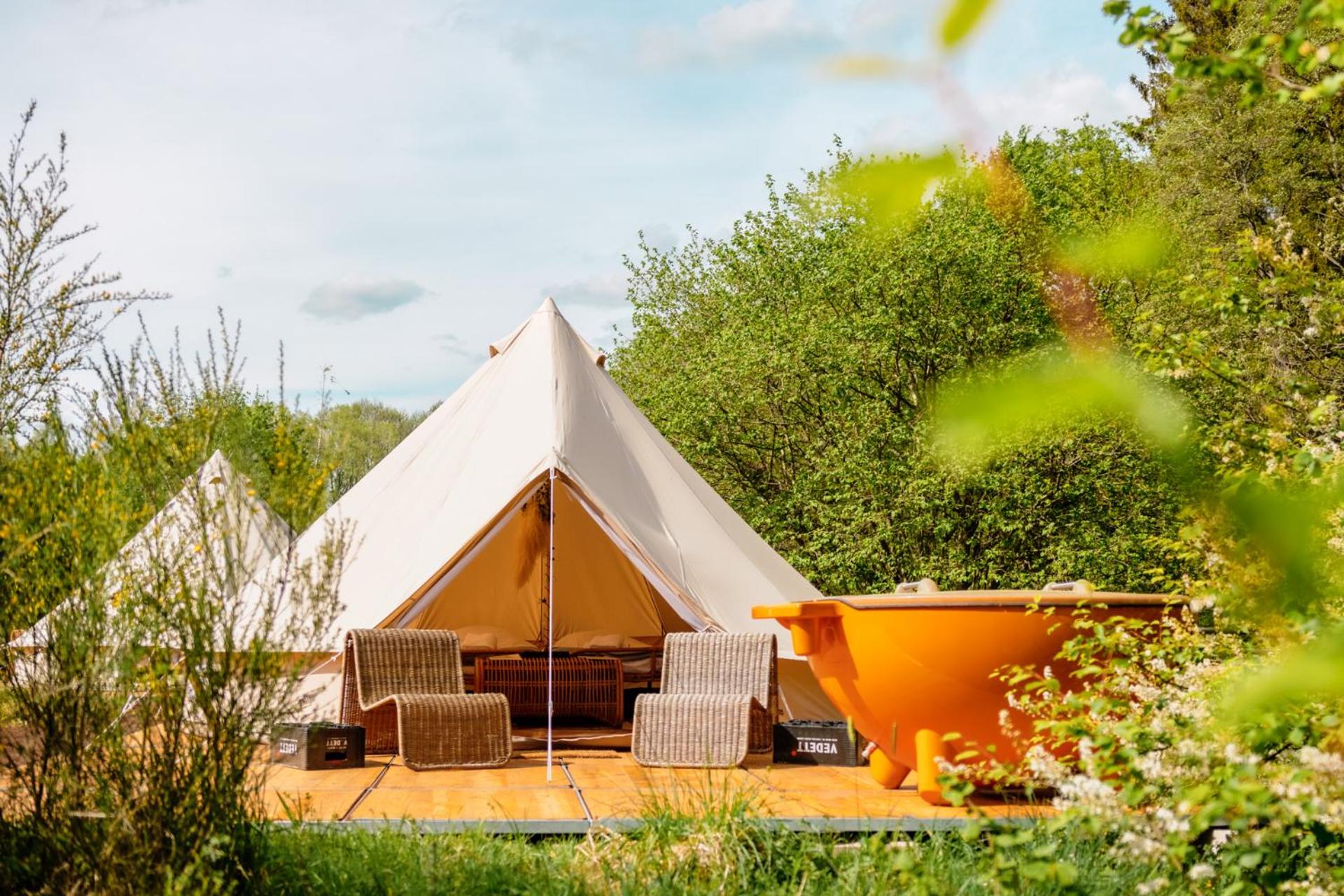 Glamping tent with hottub and swim