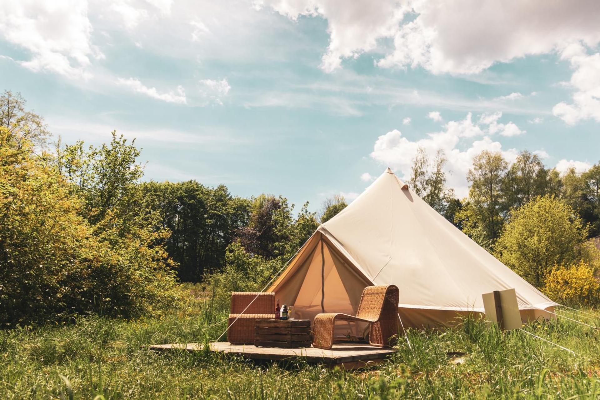 Glamping tent and swim