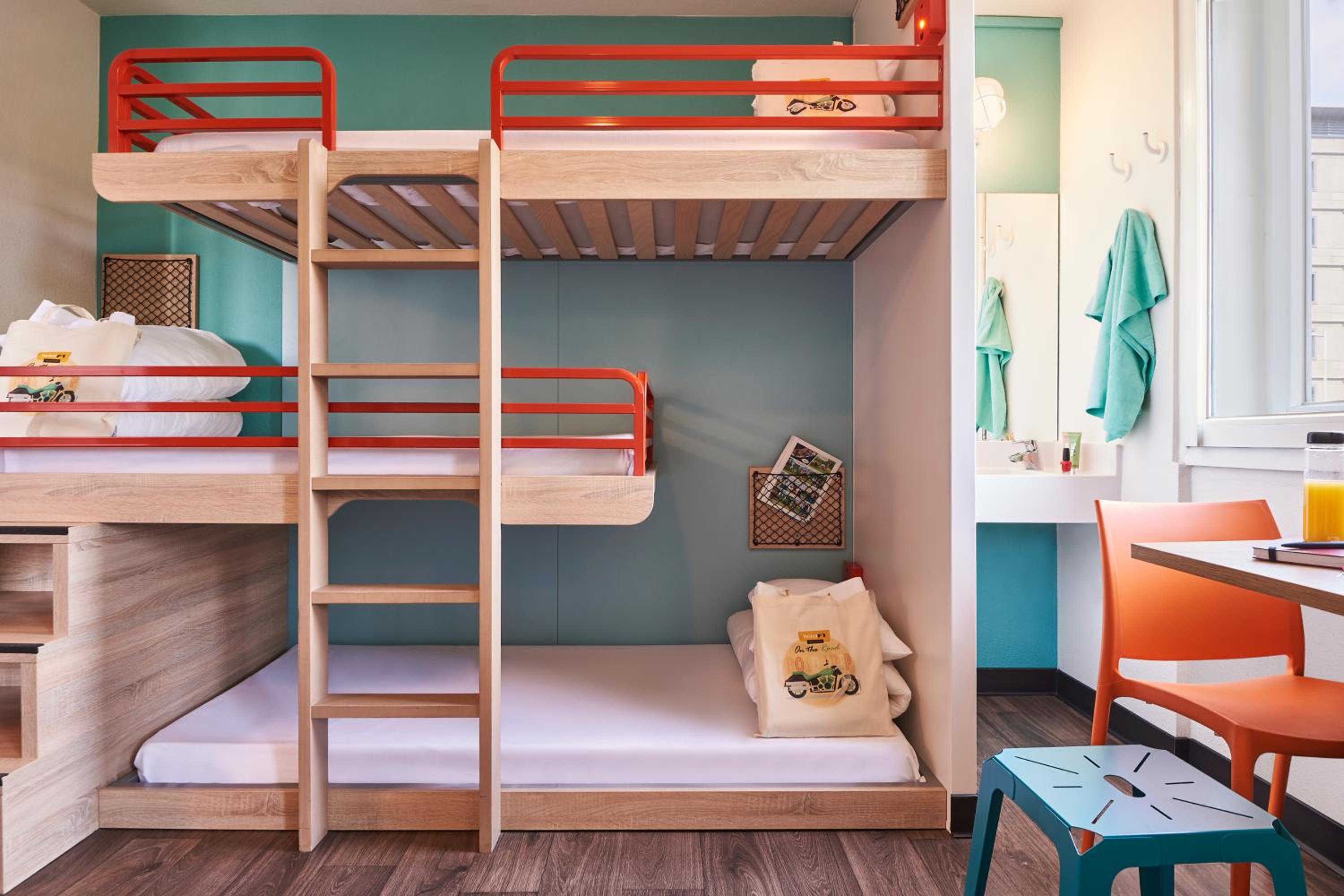 Break Room with Three Single Bunk Beds and Shared Bathroom photo 2