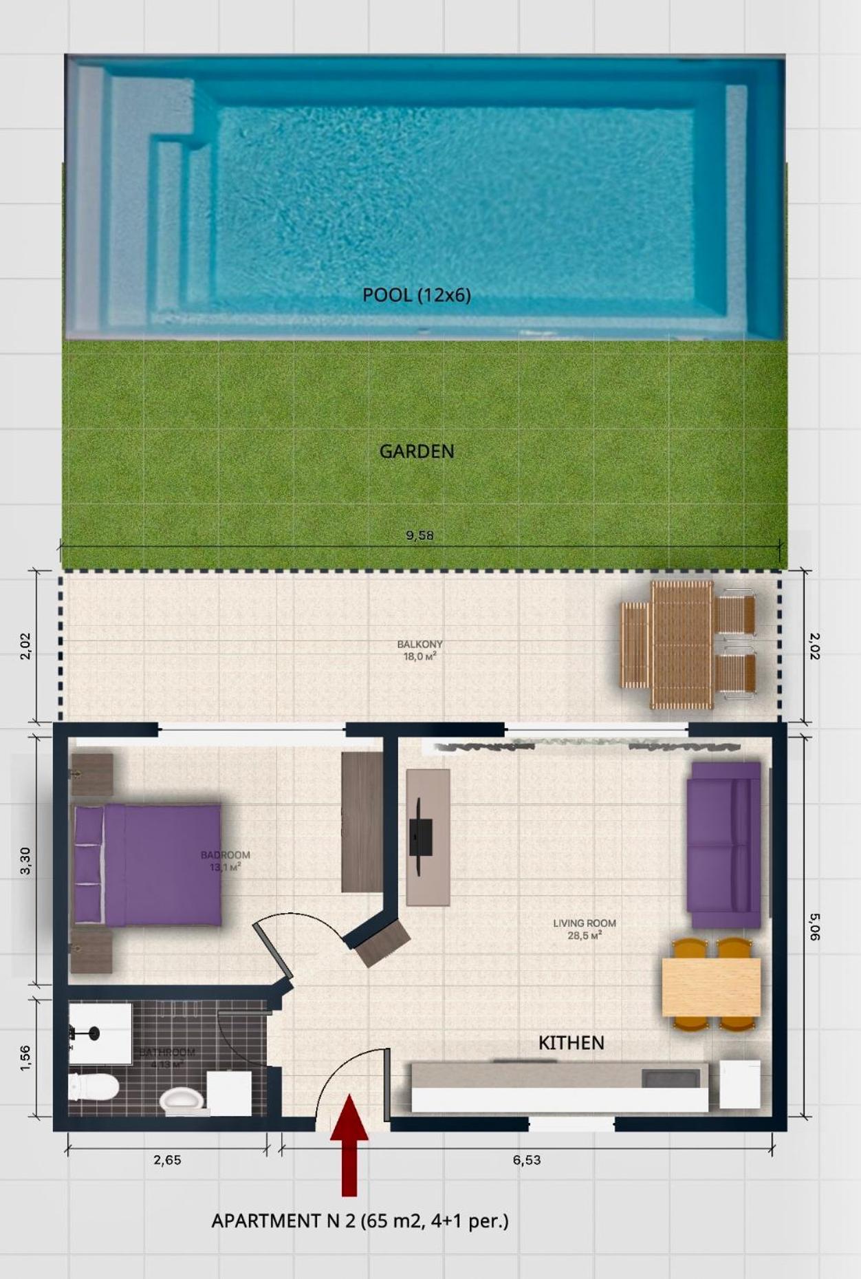 Apartment with Pool View