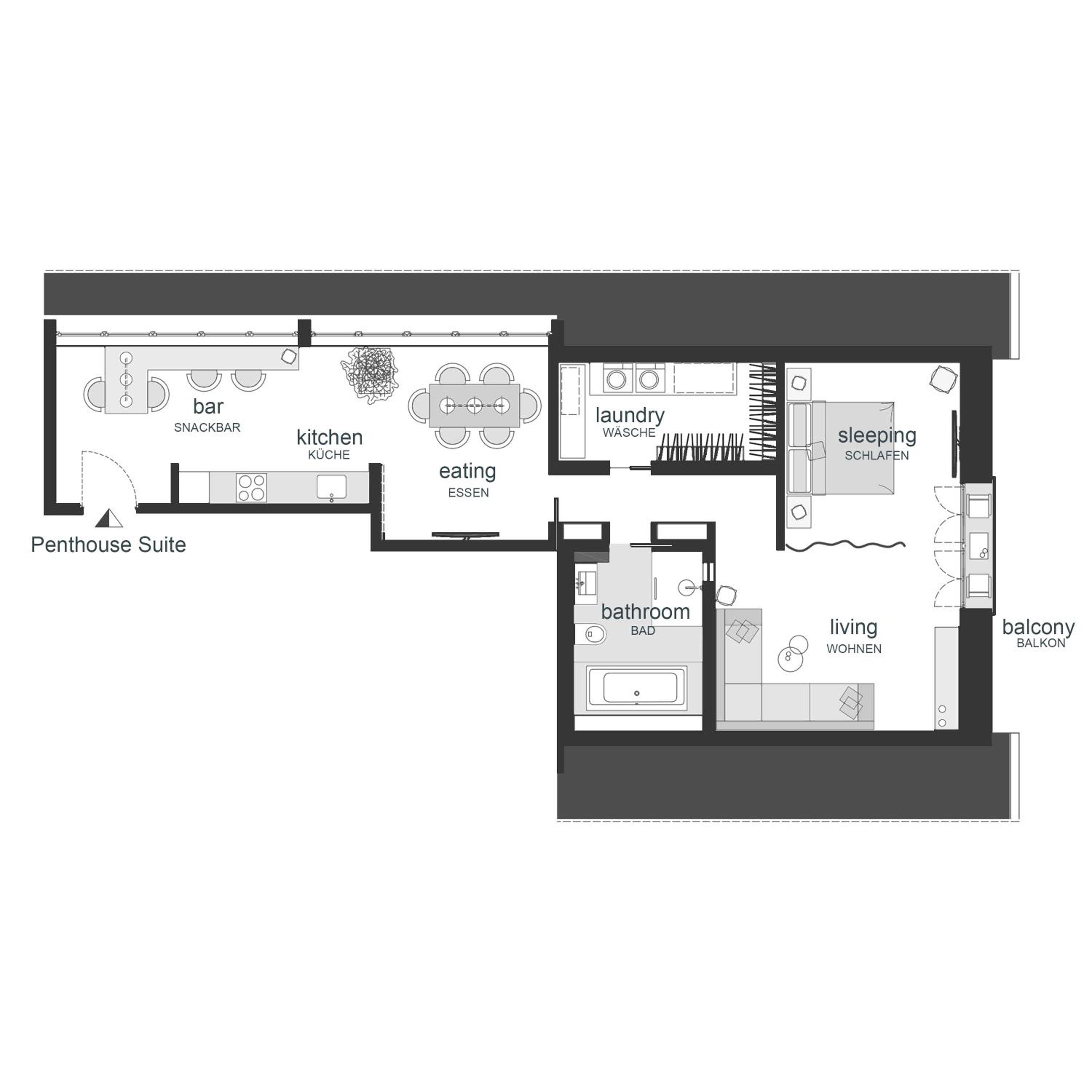 Penthouse Suite with Living/ Dining Room, French Balcony and Whirlpool photo 3