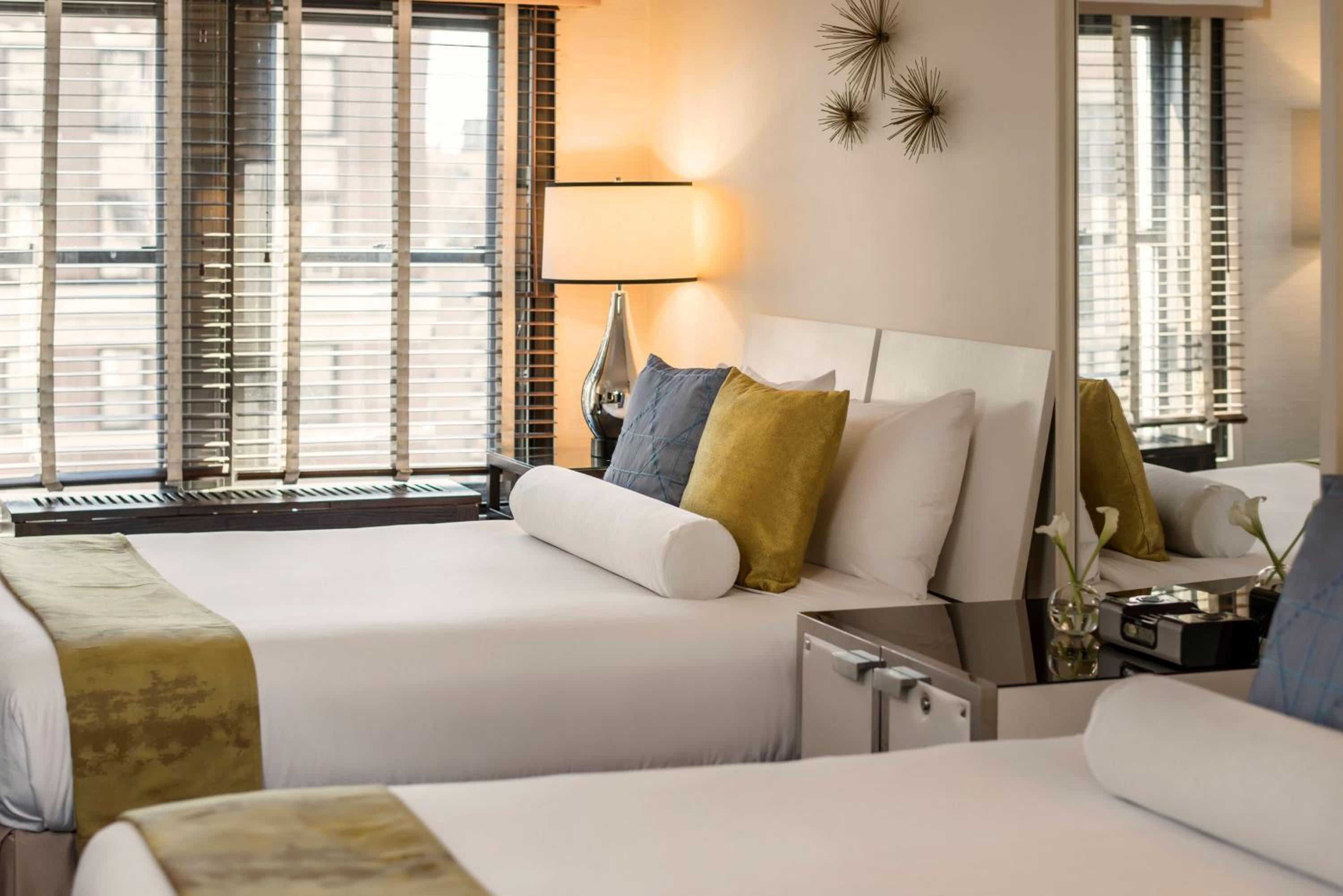 Double Room With Two Double Beds And Mobility Accessible Roll-In Shower