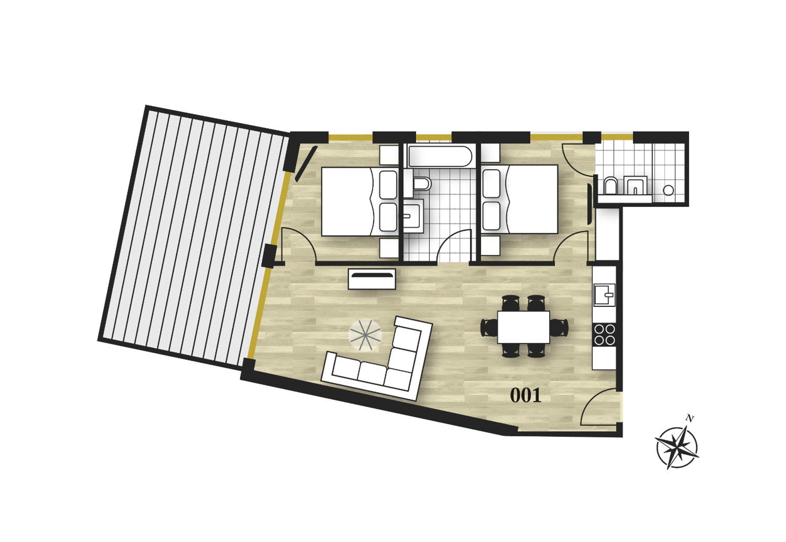 Two-Bedroom Apartment Standard TOP 001  photo 2