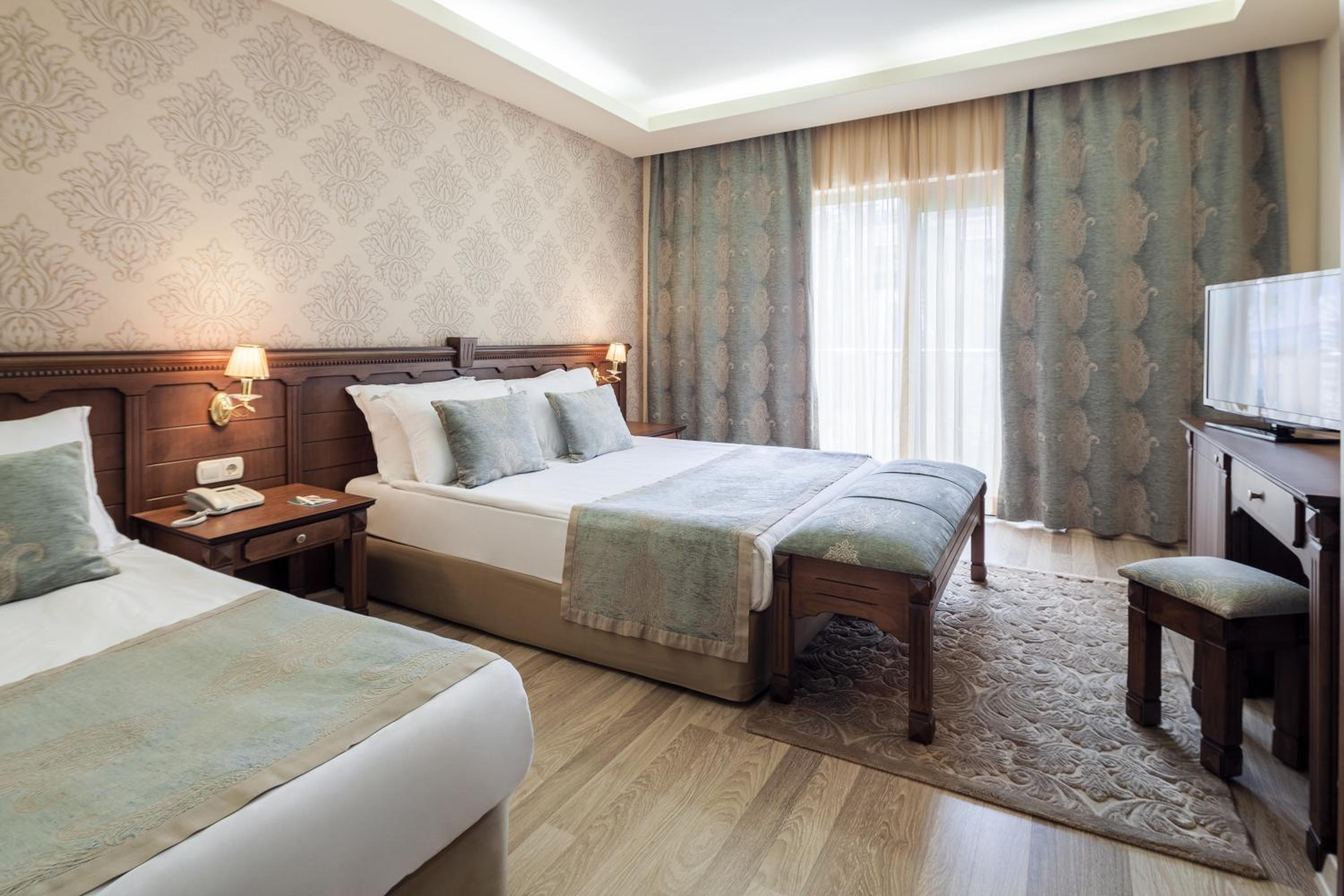 Relax in luxury and comfort in this beautiful hotel room.
