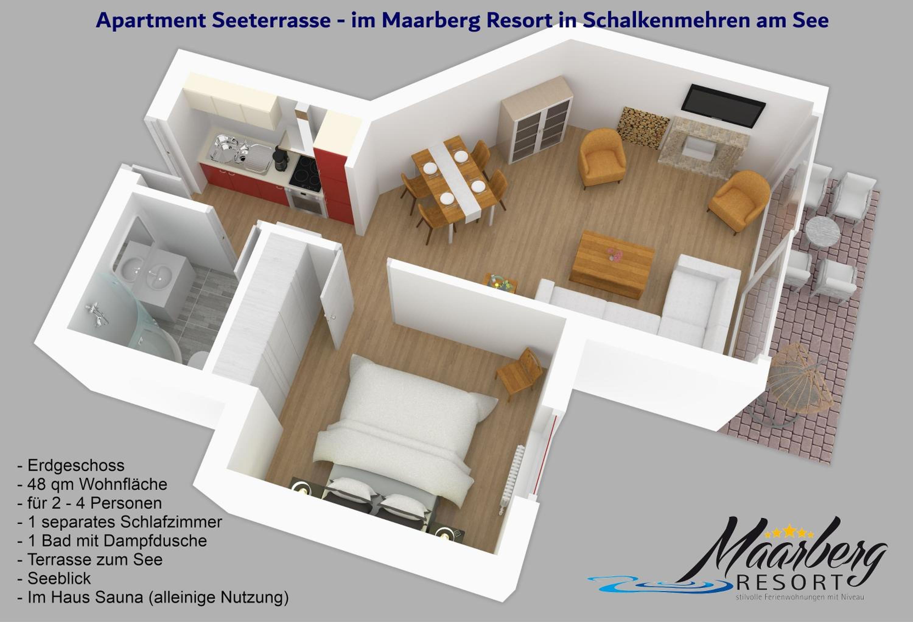 One-Bedroom Apartment with Terrace and Lake View photo 2
