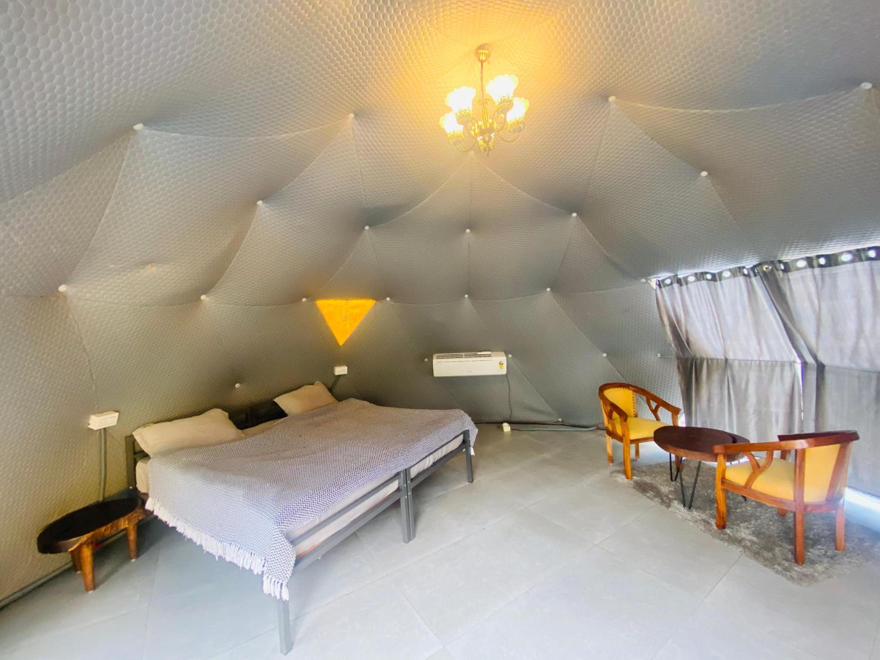 Private Geodesic dome with detached Washroom