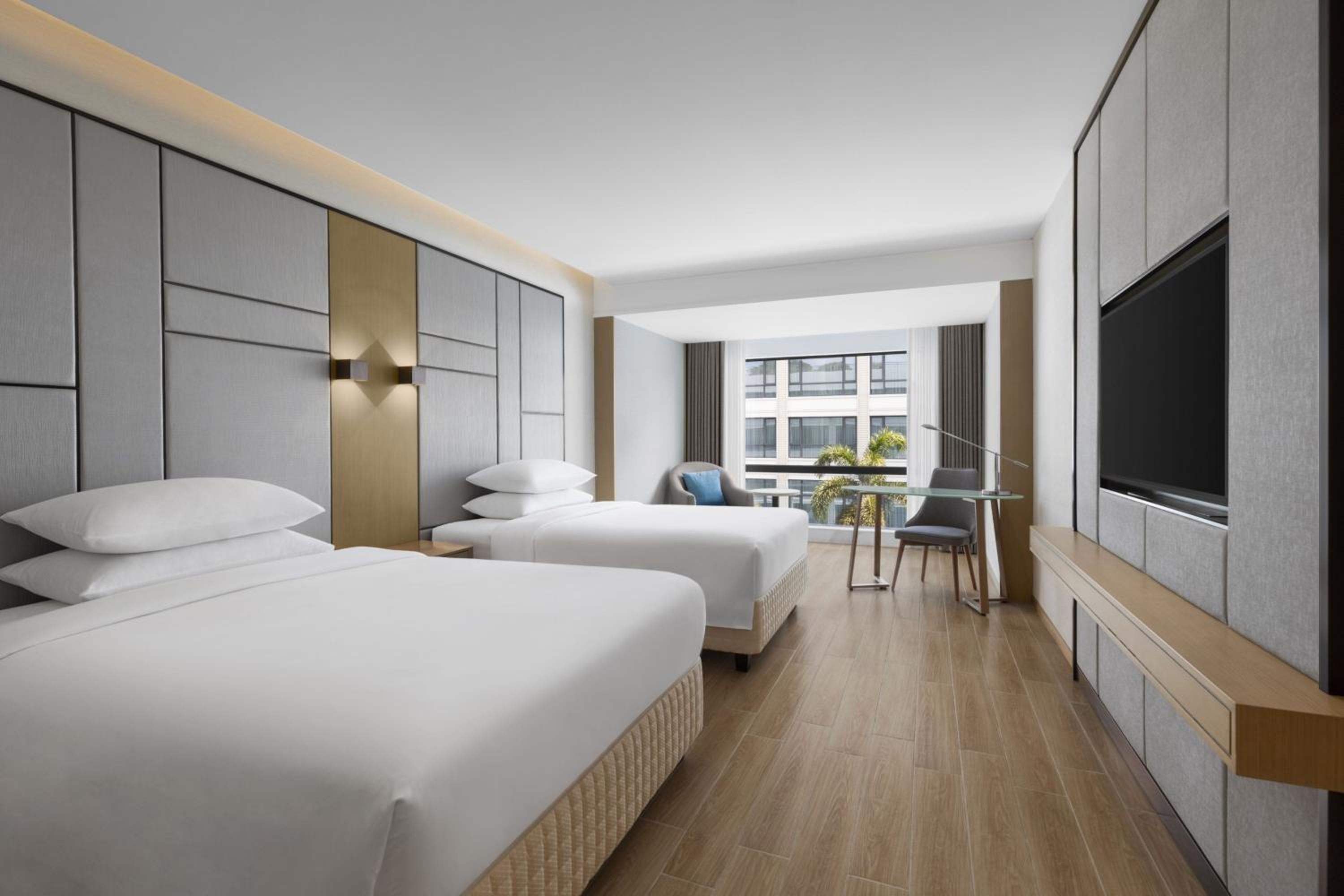 Deluxe Double Room with Two Double Beds and Pool View - Photo 1