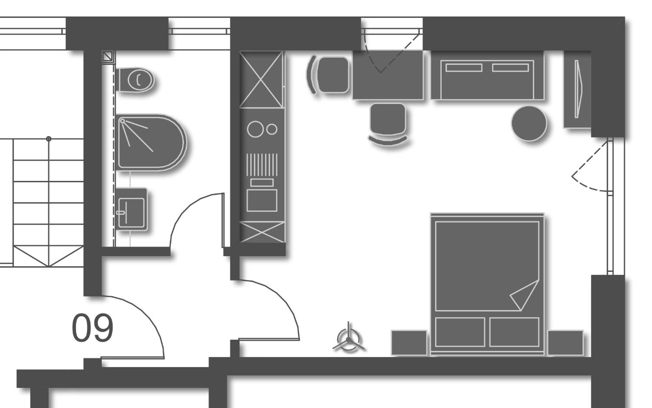 Studio Apartment with One Double Bed