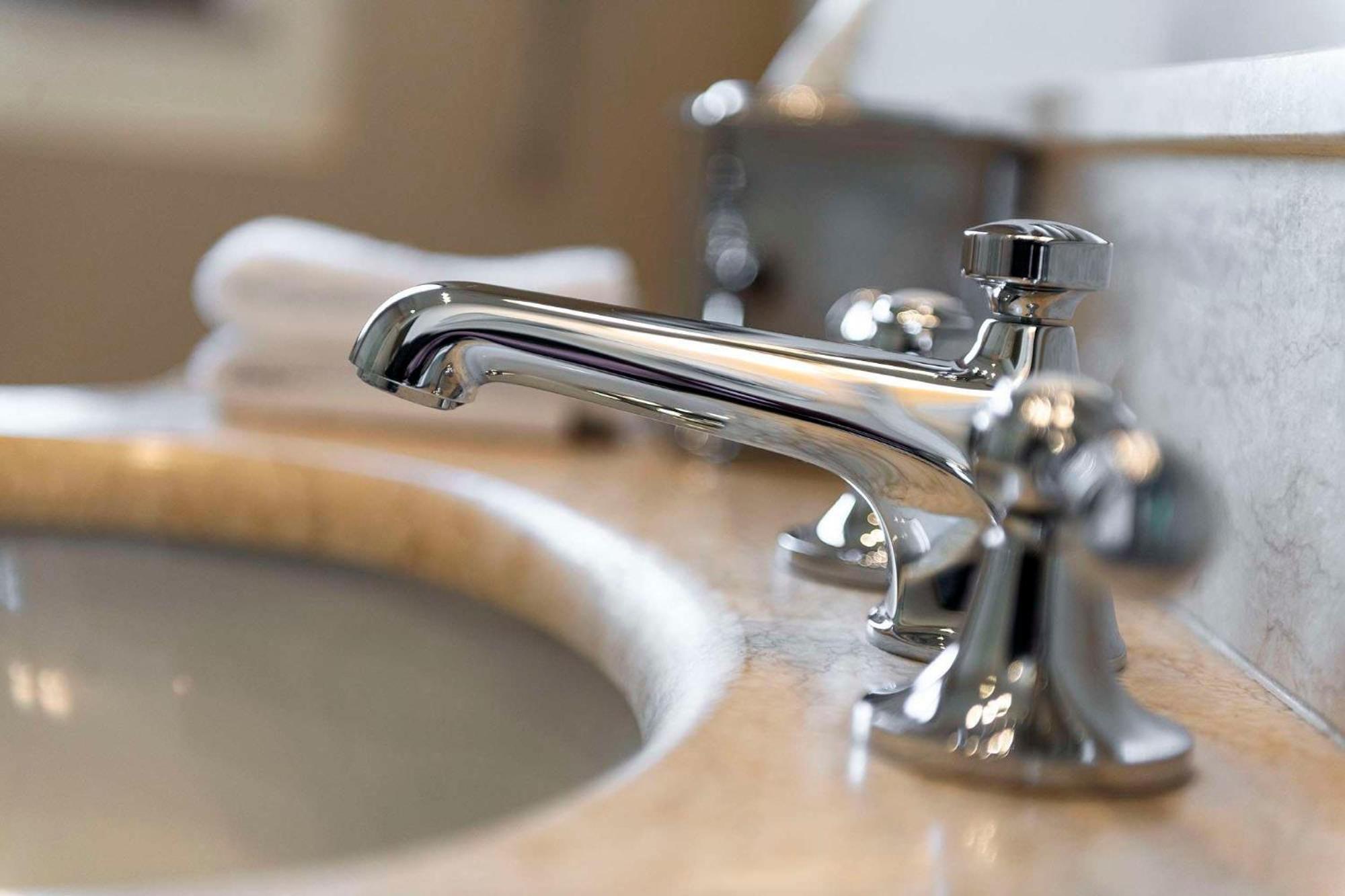 close up of the faucet on the sink