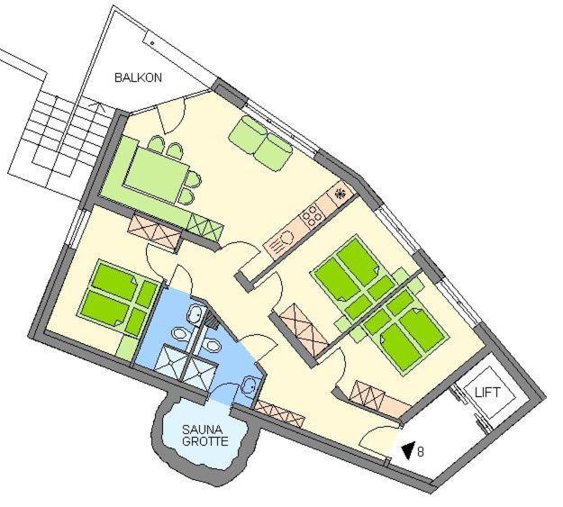 Three-Bedroom Apartment with Sauna
