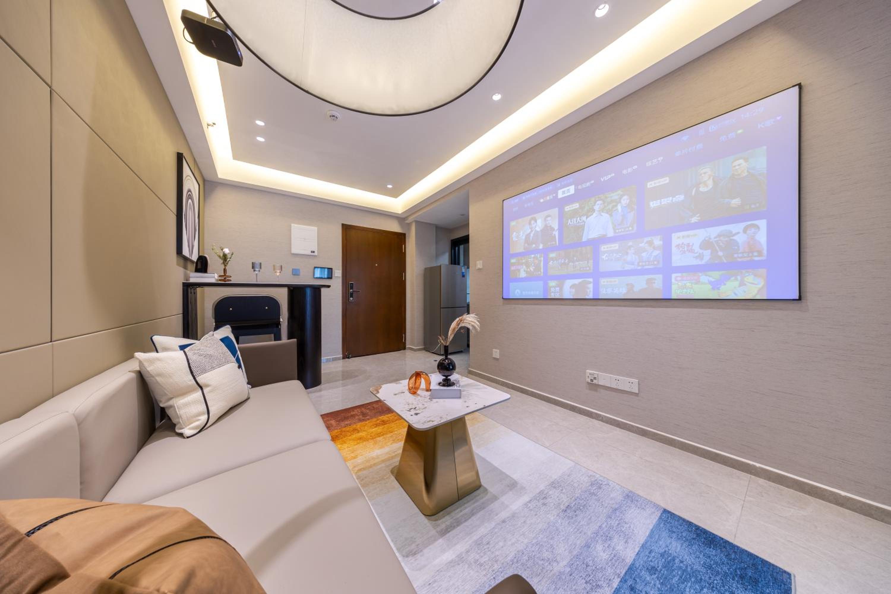 Light luxury audio-visual one-bedroom and one-bathroom [72-inch projection + Tencent membership + large refrigerator + washing machine photo 1