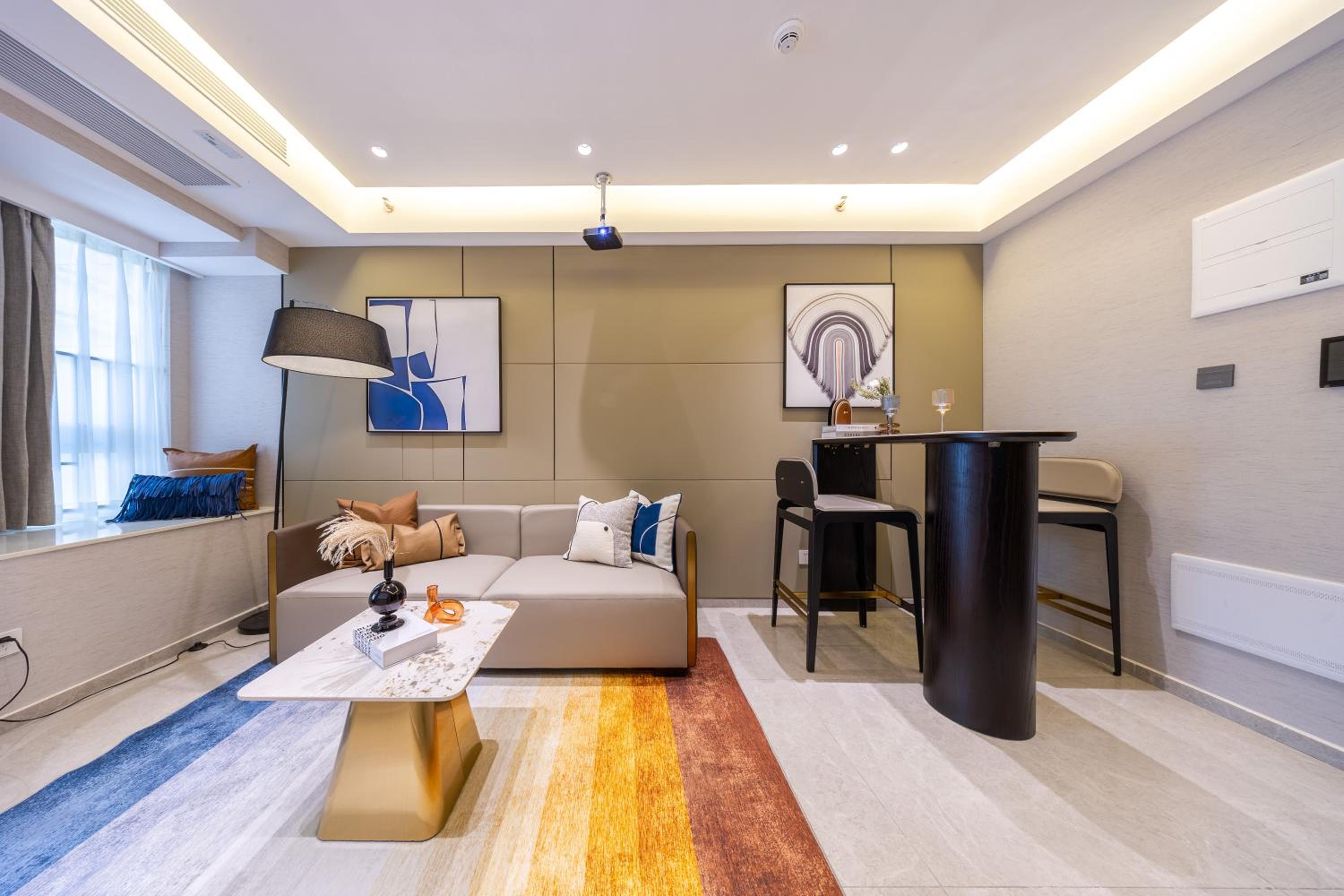 Light luxury audio-visual one-bedroom and one-bathroom [72-inch projection + Tencent membership + large refrigerator + washing machine photo 3