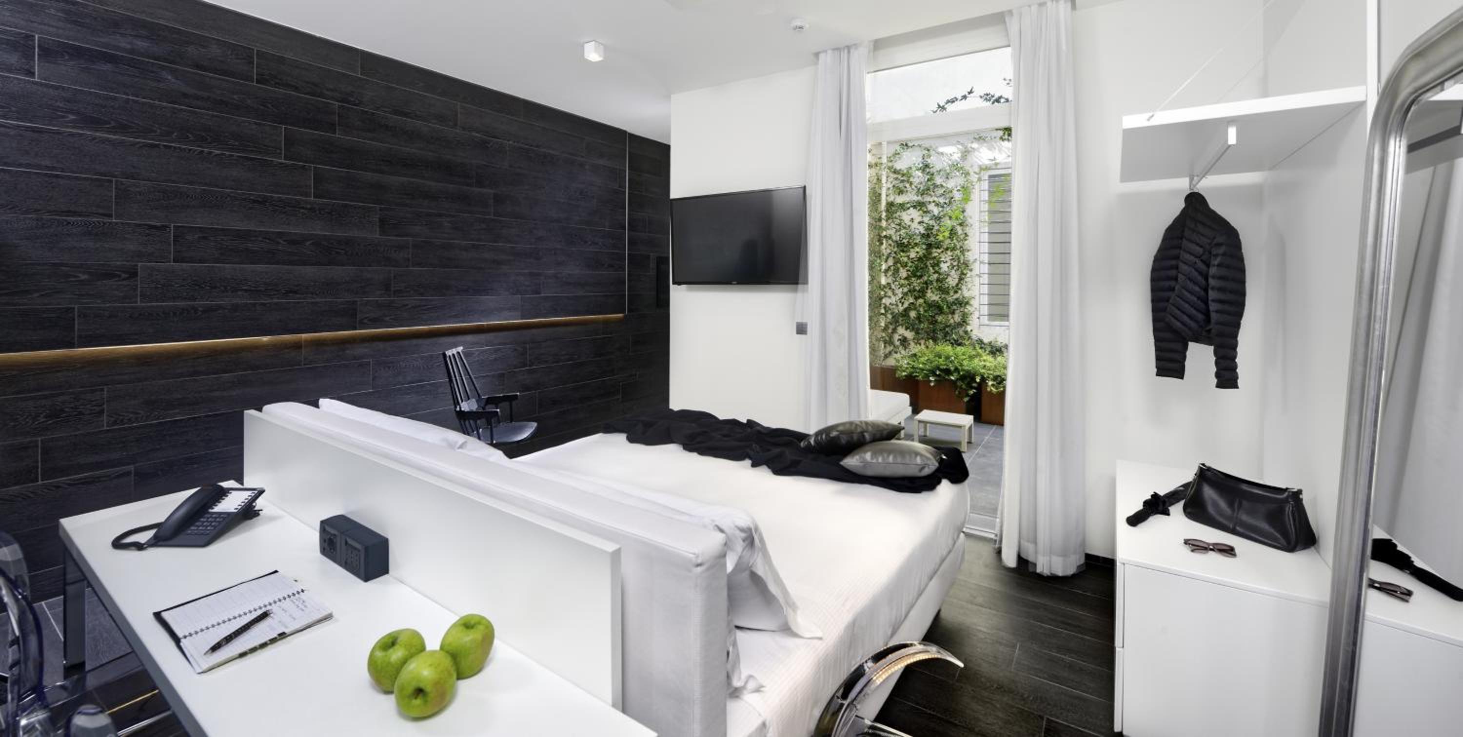 Cozy retreat with modern elegance and garden views.