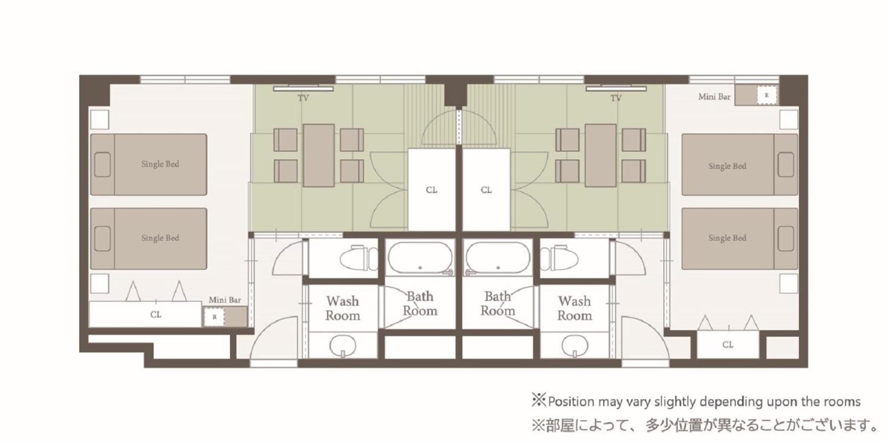 Two Connecting Twin Rooms with Tatami 