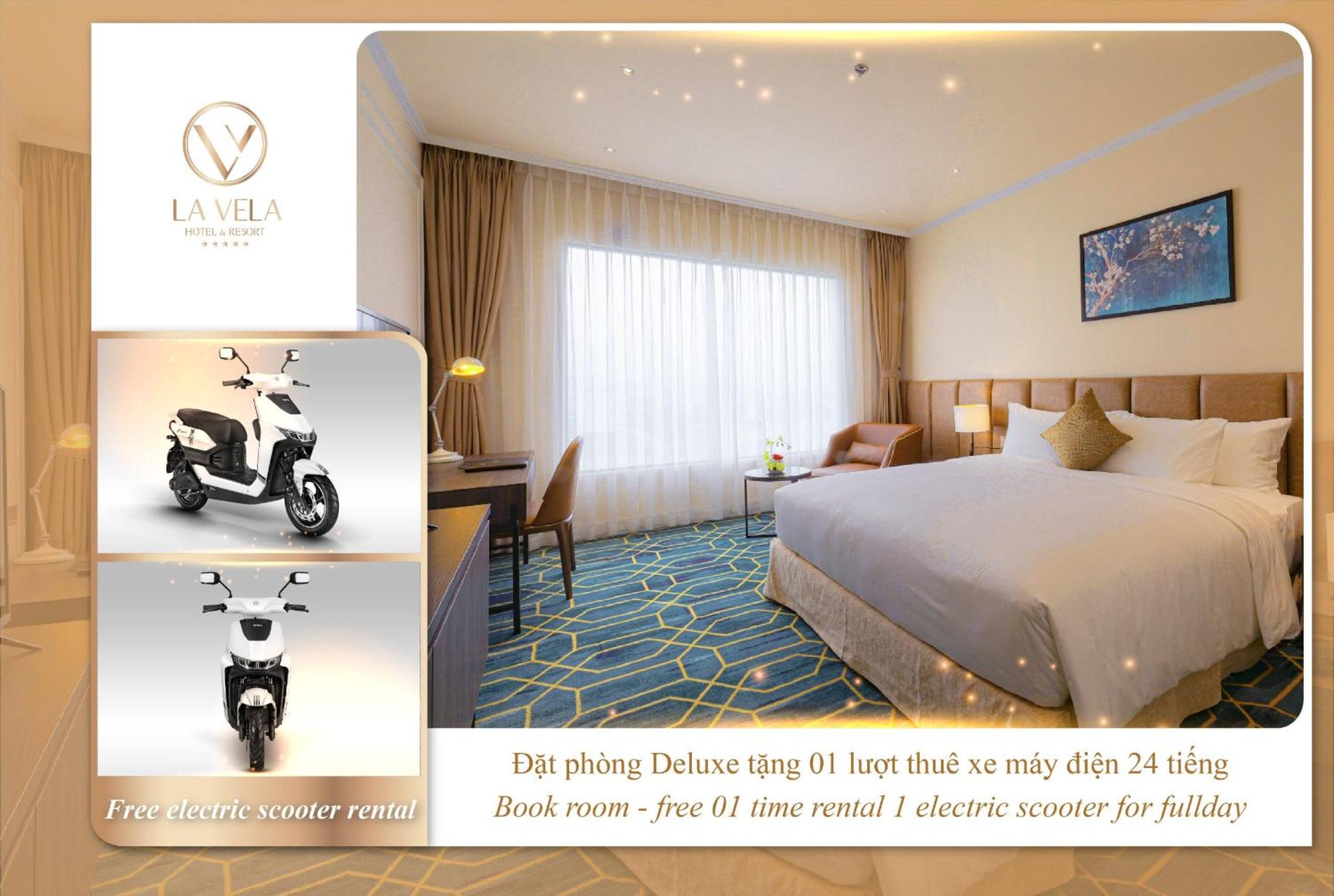 Package Deluxe Room + 01 time rental 1 electric scooter for full-day