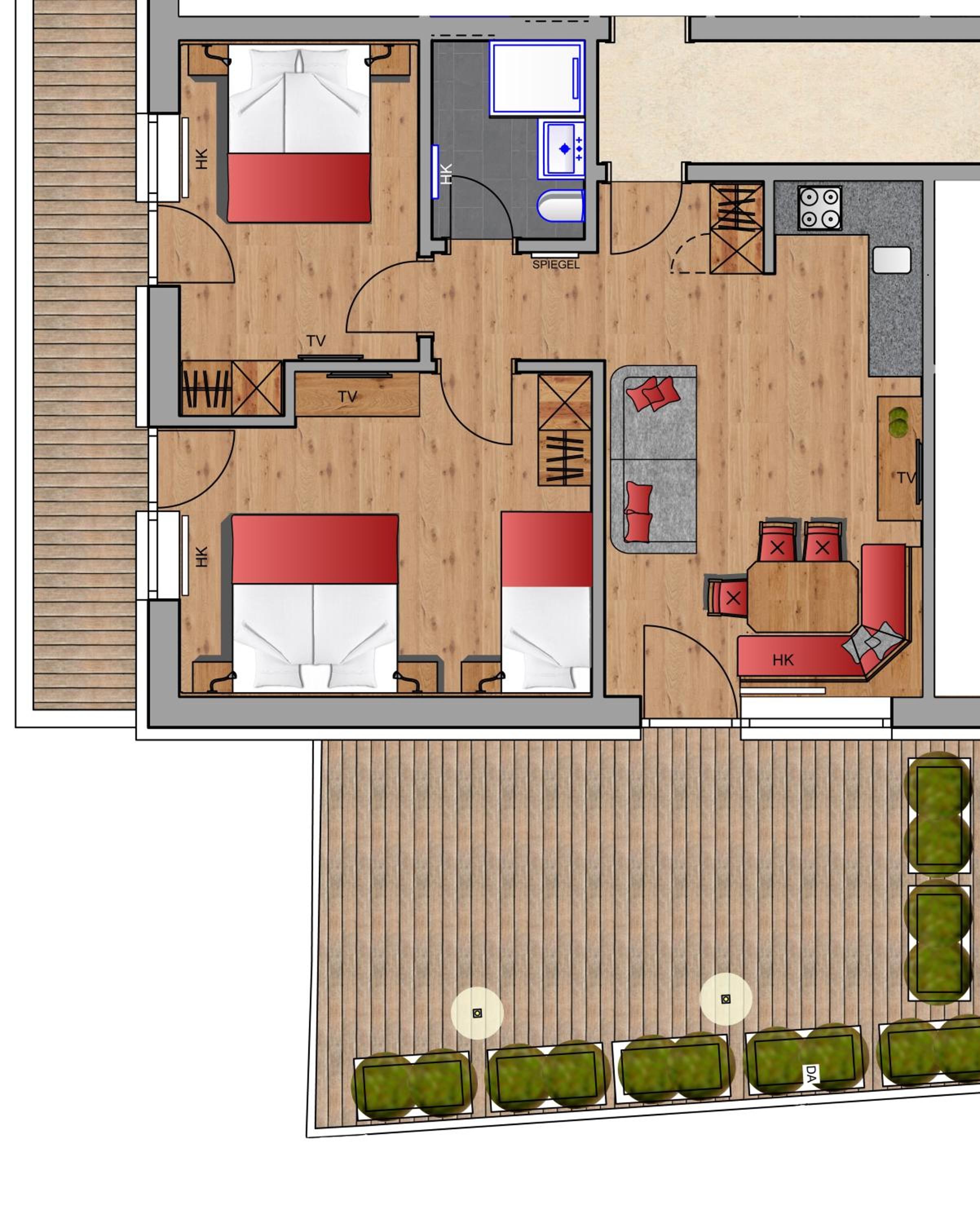 Two-Bedroom Apartment with Balcony and Terrace photo 3