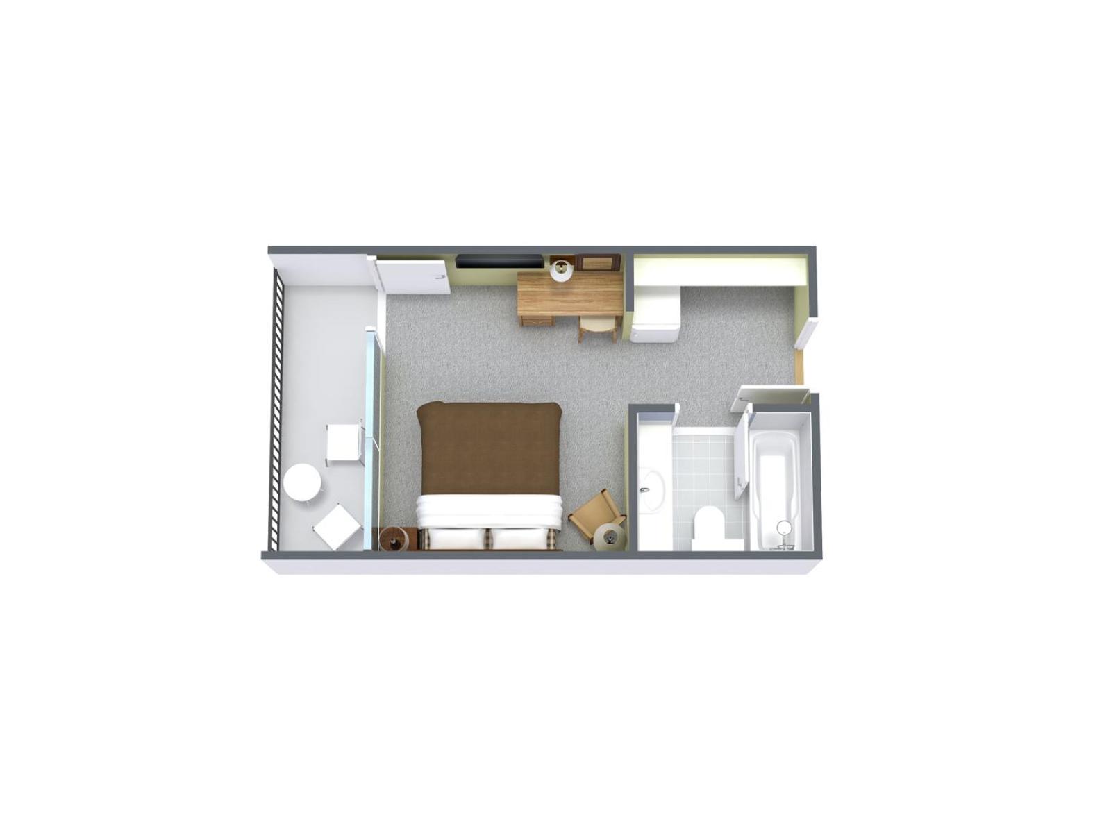 1 Bedroom Pool/Boulevard View Single with 1 Queen Bed - F