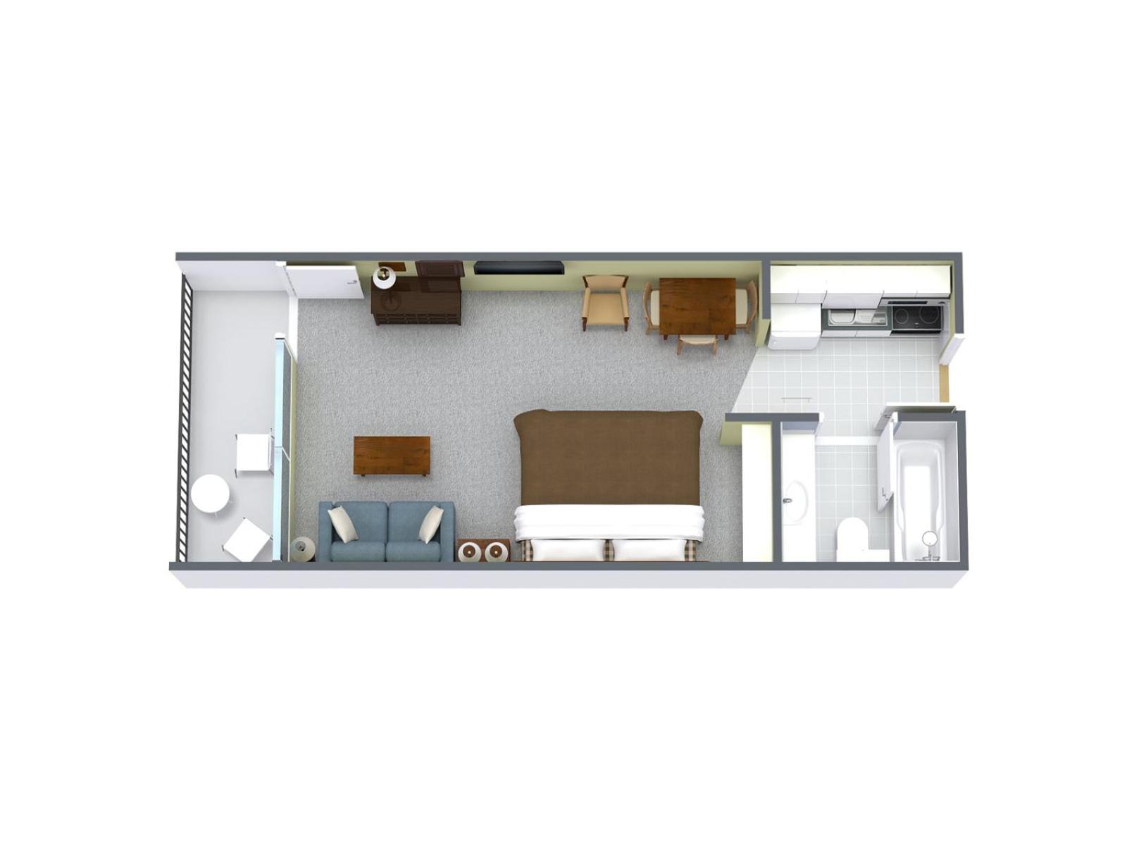 1 Bedroom Oceanfront Efficiency with 1 King Bed and 1 Sleeper Sofa (Twin) – C2