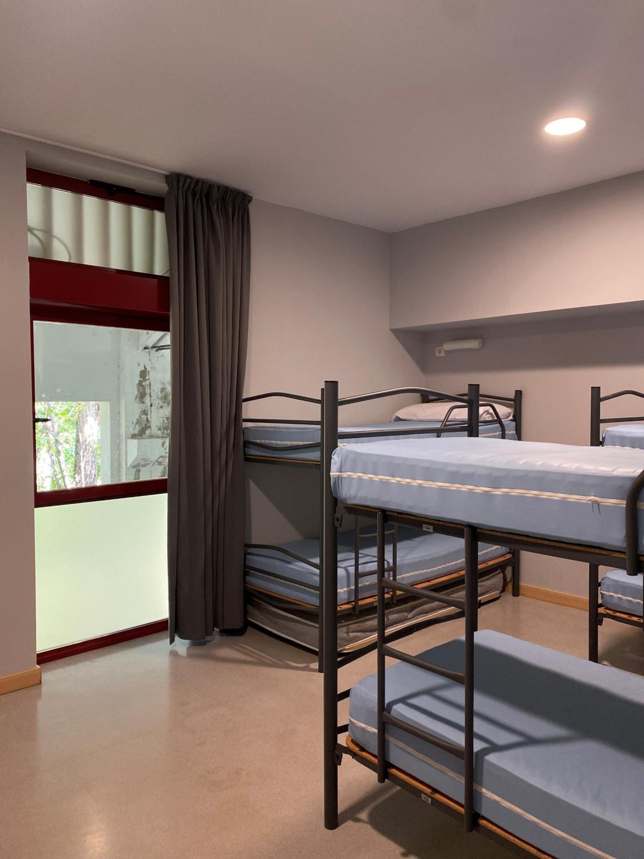 Cama en habitación compartida mixta con baño compartido