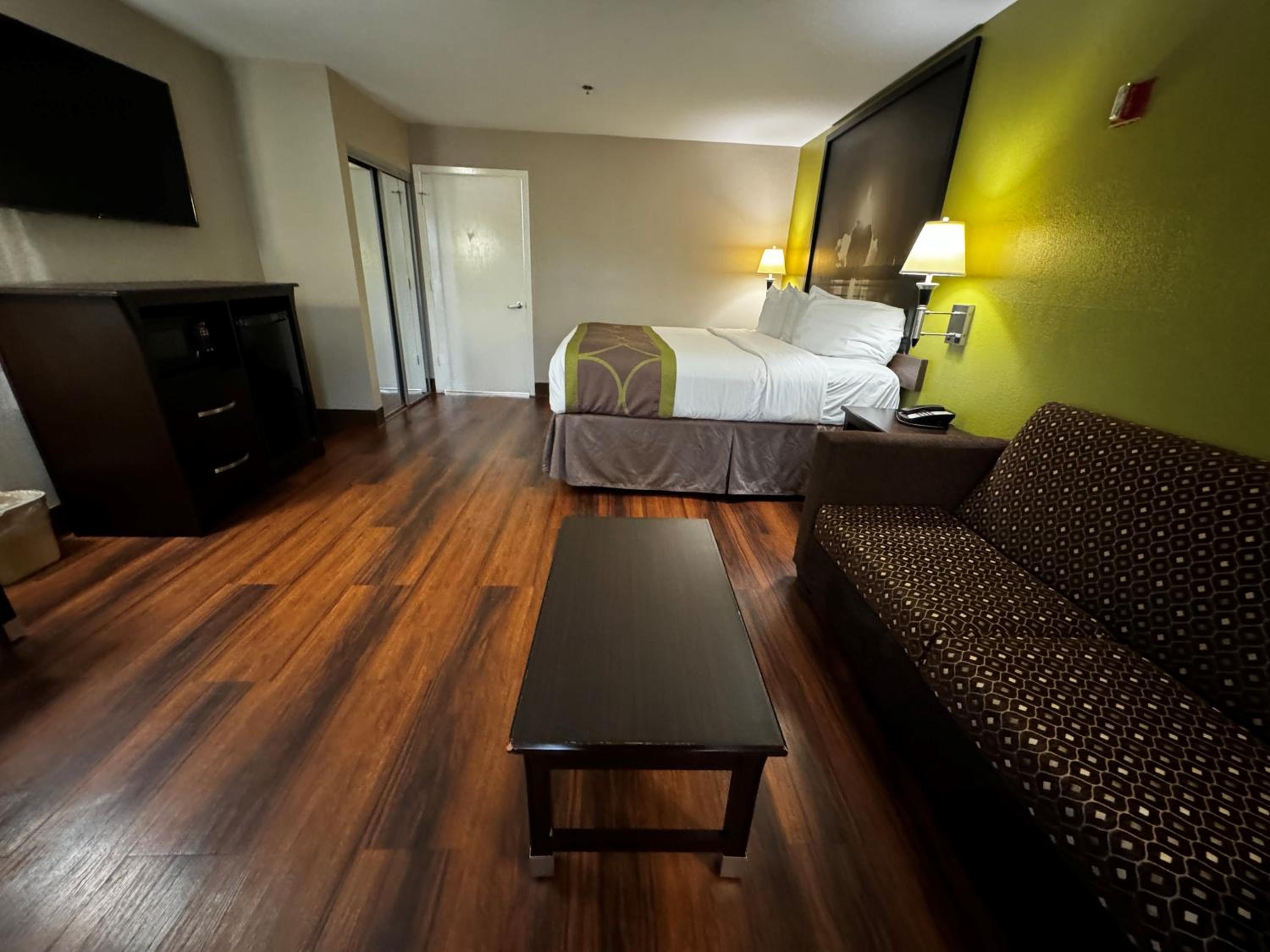 1 King Bed, Mobility/Hearing Access Room, Roll-In Shower, Pet-Friendly, Smoking
