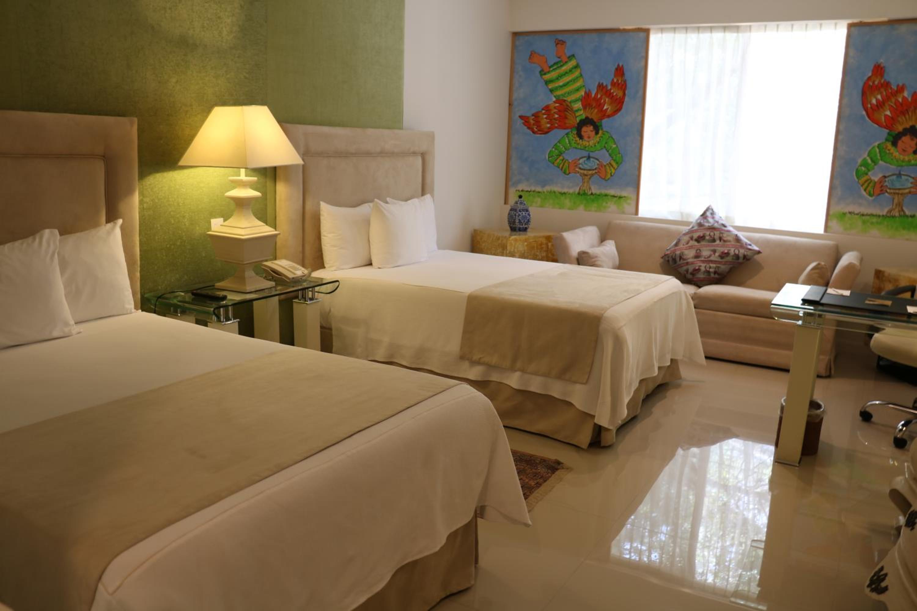 Double Room with Two Double Beds and Roll-In Shower - Mobility and Hearing Access