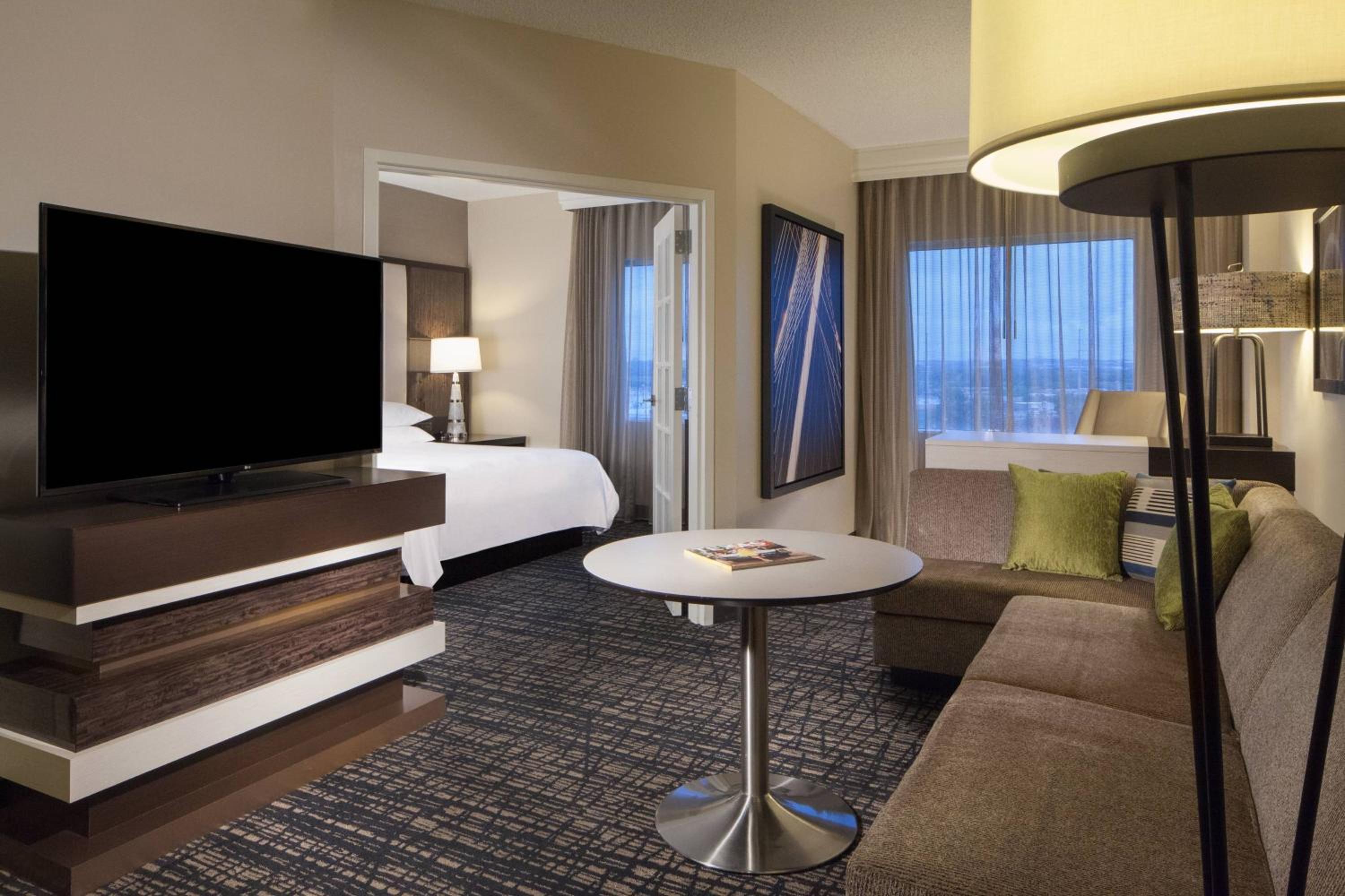 One Bedroom Suite with one King Bed and Sofa Bed at Dallas Marriott Suites Medical/Market Center in Dallas