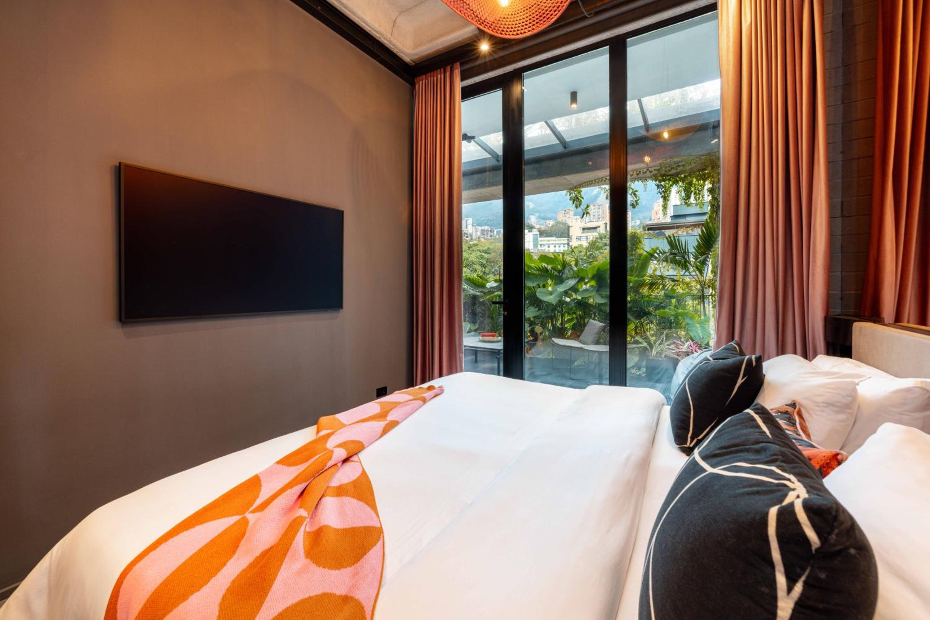 Two-bedroom penthouse with terrace and spa bath.